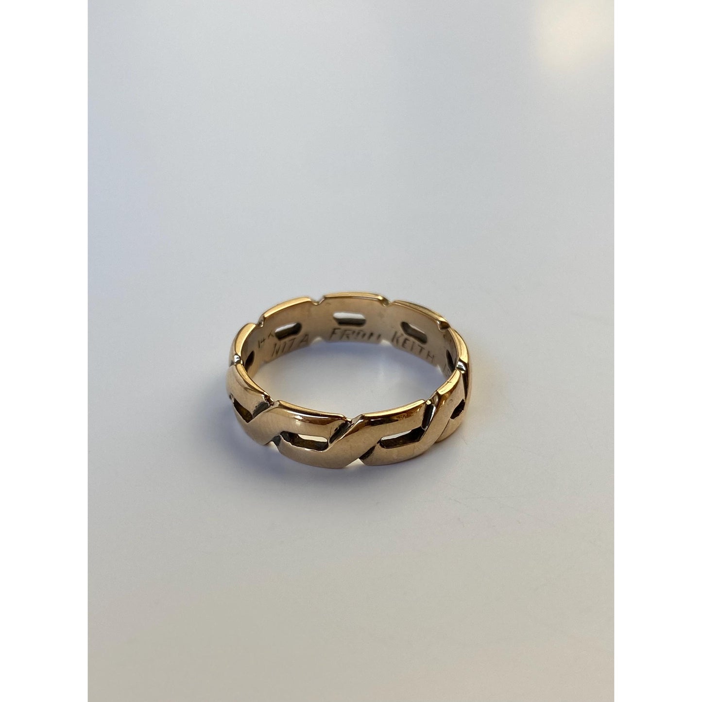 Vintage Solid 14k Yellow Gold Chain Style Ring - Size 6.5