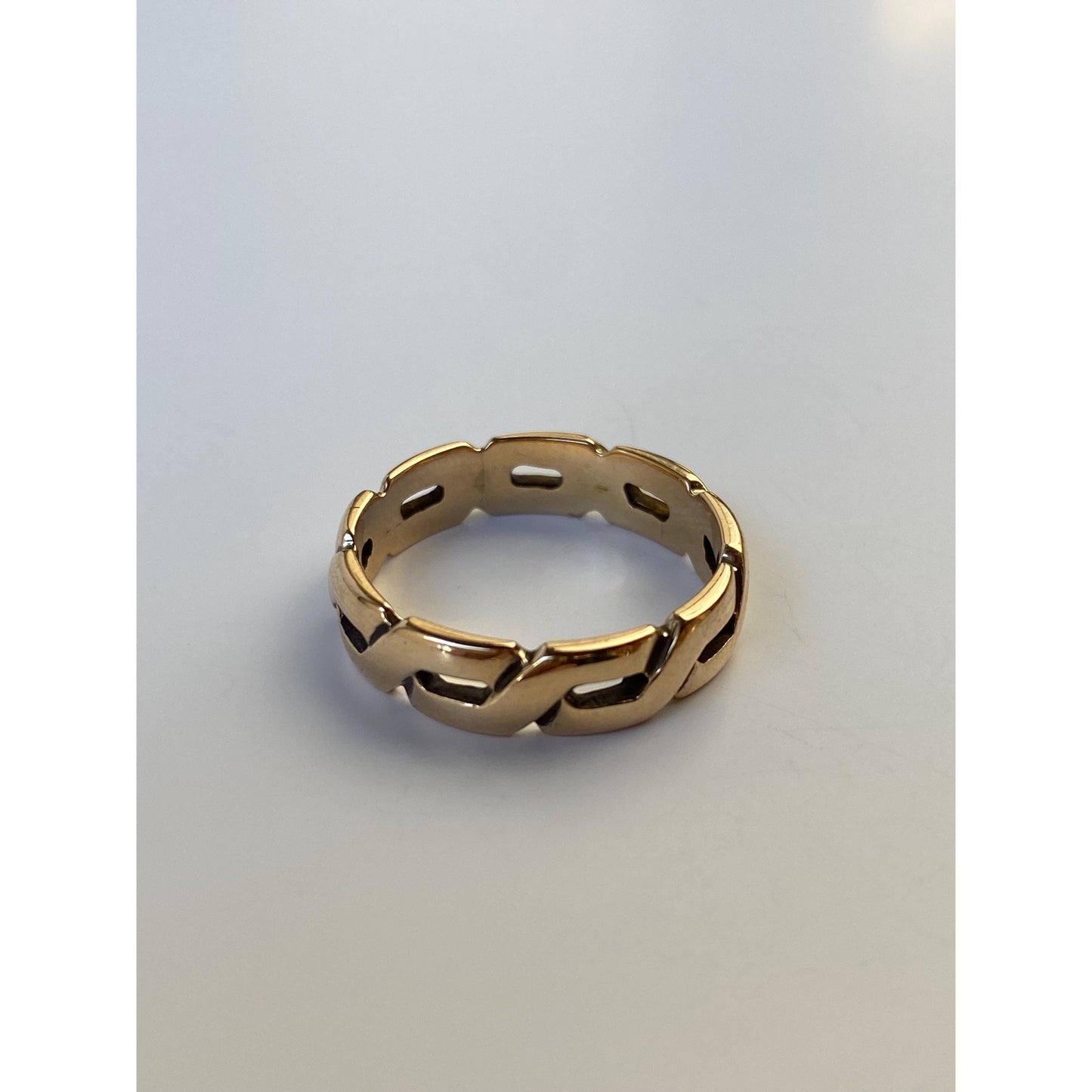 Vintage Solid 14k Yellow Gold Chain Style Ring - Size 6.5