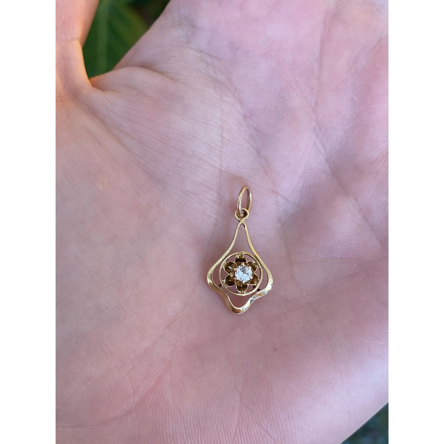 Vintage Solid 10k Yellow Gold Diamond Stick Pin Conversion Charm