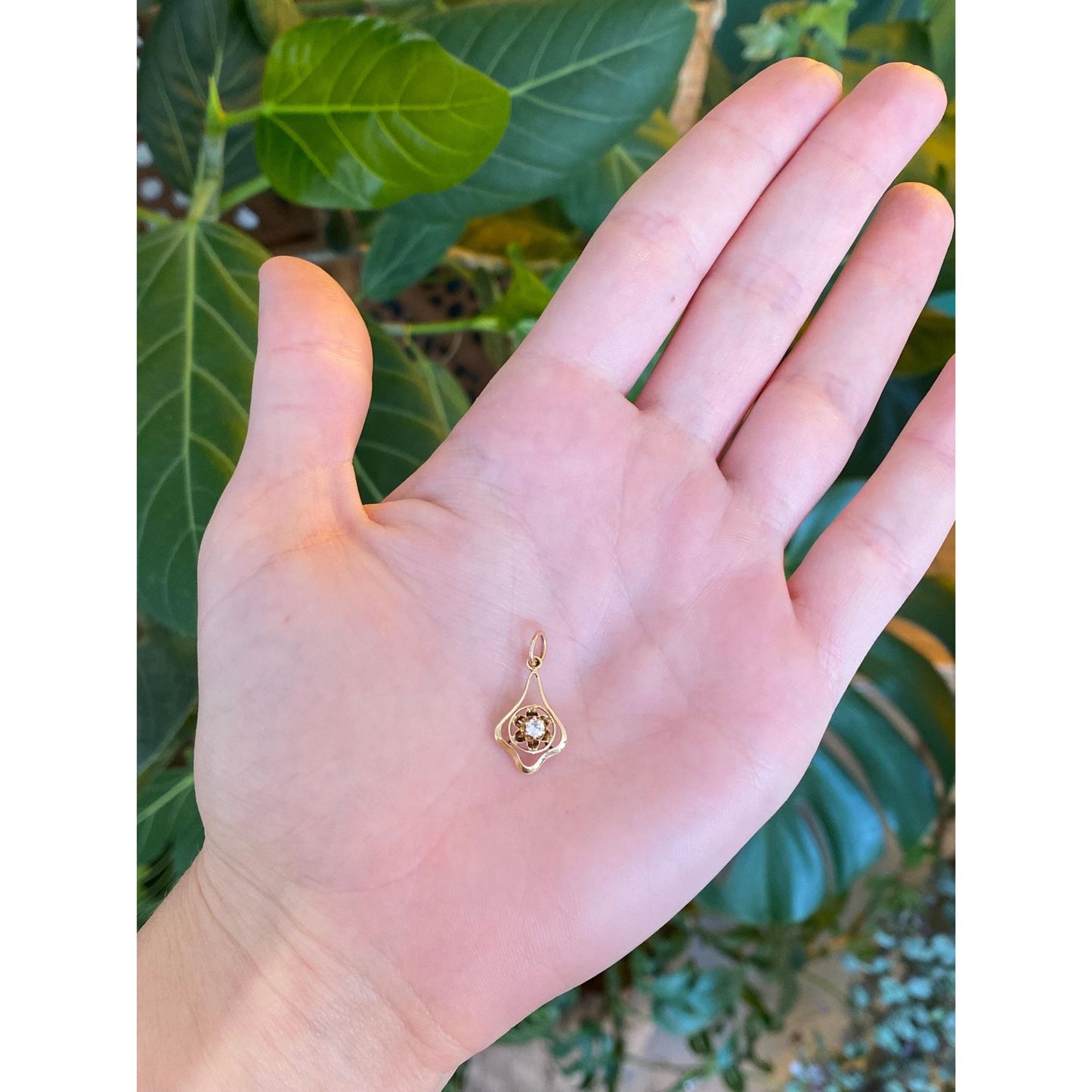 Vintage Solid 10k Yellow Gold Diamond Stick Pin Conversion Charm