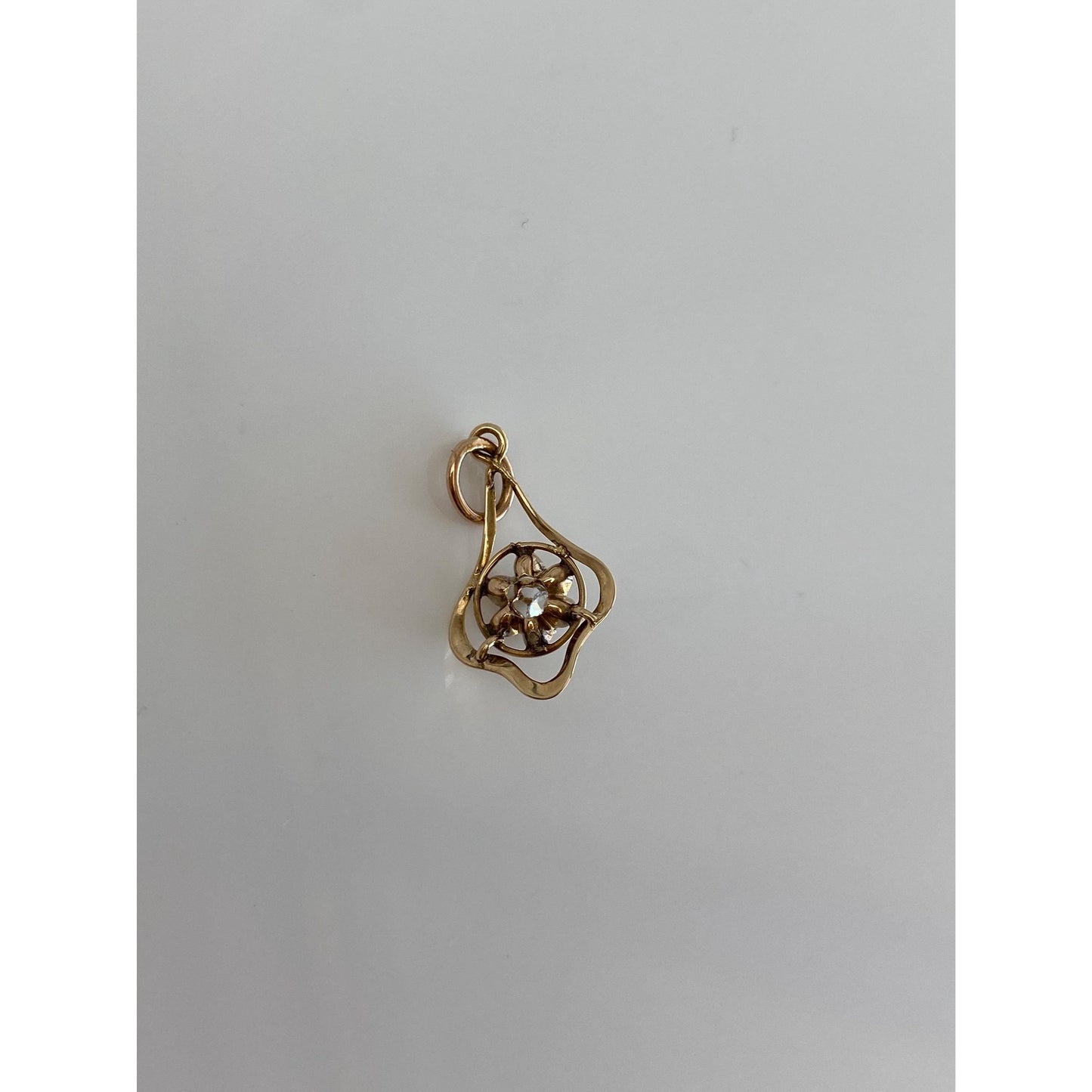 Vintage Solid 10k Yellow Gold Diamond Stick Pin Conversion Charm