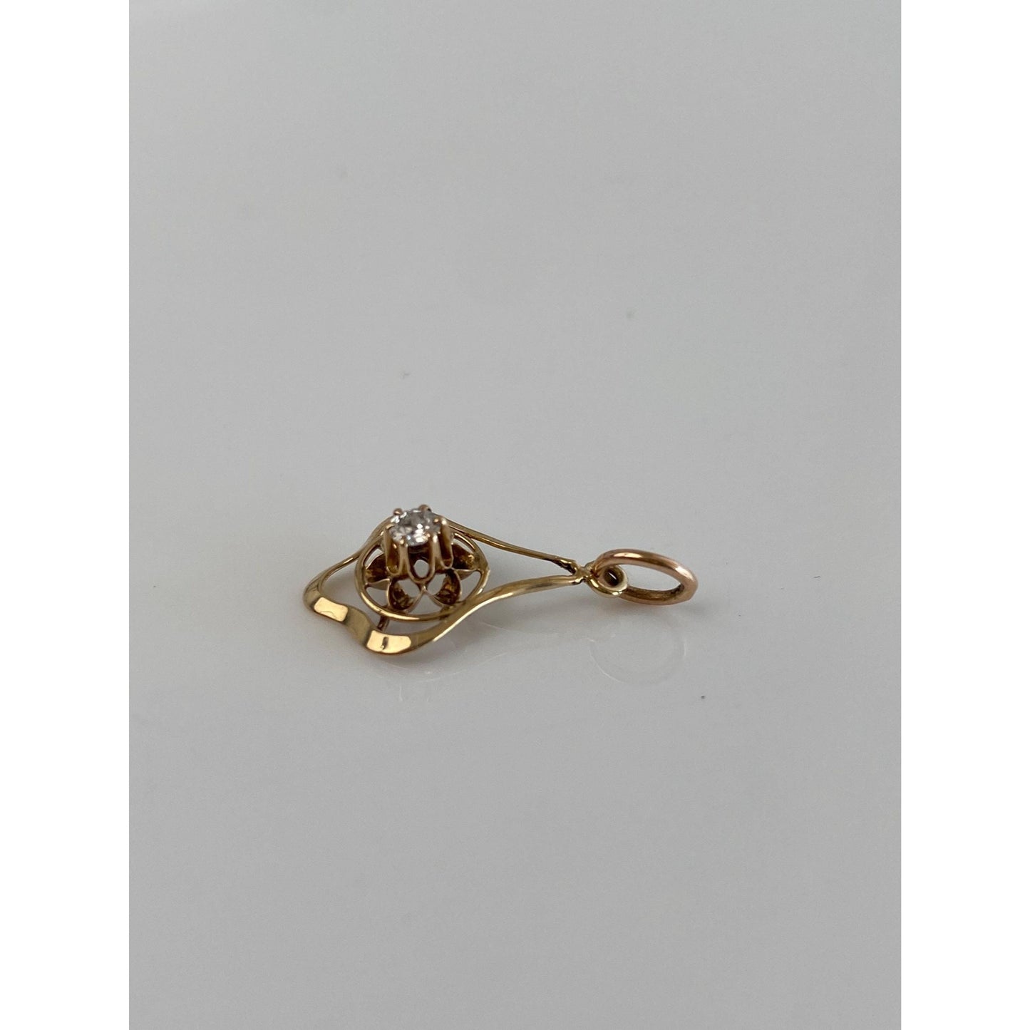 Vintage Solid 10k Yellow Gold Diamond Stick Pin Conversion Charm