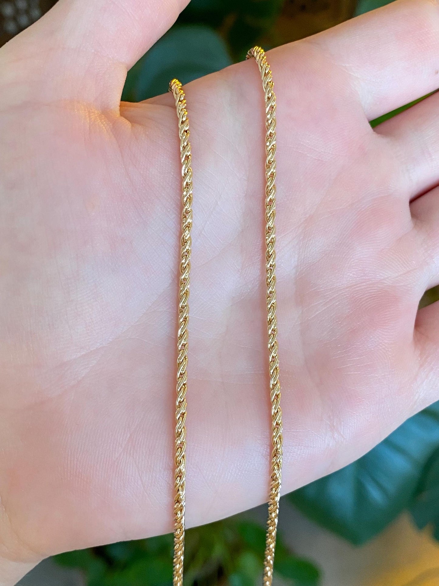 Vintage Solid 14k Yellow Gold Twist Style Chain Necklace - 24 inches