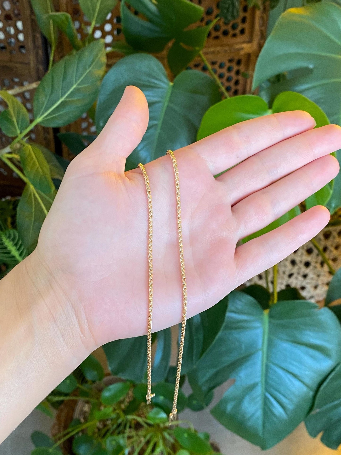 Vintage Solid 14k Yellow Gold Twist Style Chain Necklace - 24 inches