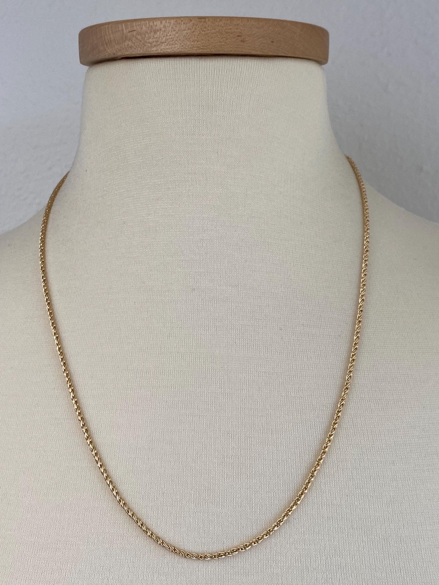 Vintage Solid 14k Yellow Gold Twist Style Chain Necklace - 24 inches