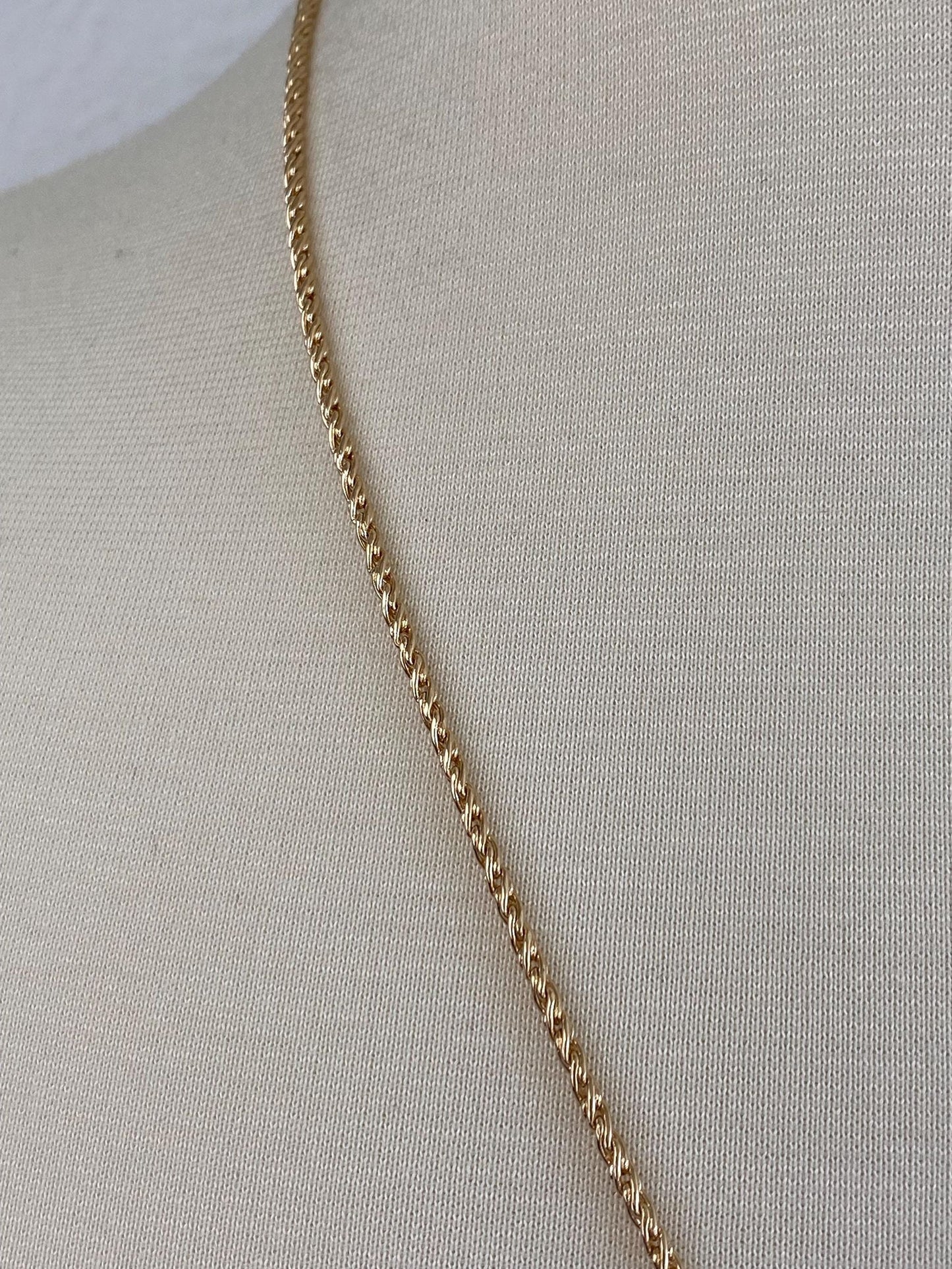 Vintage Solid 14k Yellow Gold Twist Style Chain Necklace - 24 inches