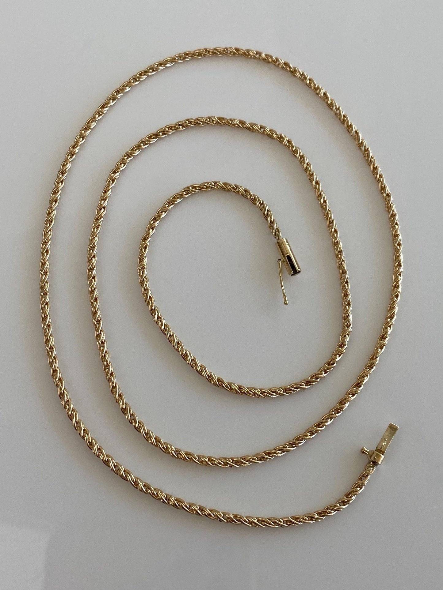 Vintage Solid 14k Yellow Gold Twist Style Chain Necklace - 24 inches