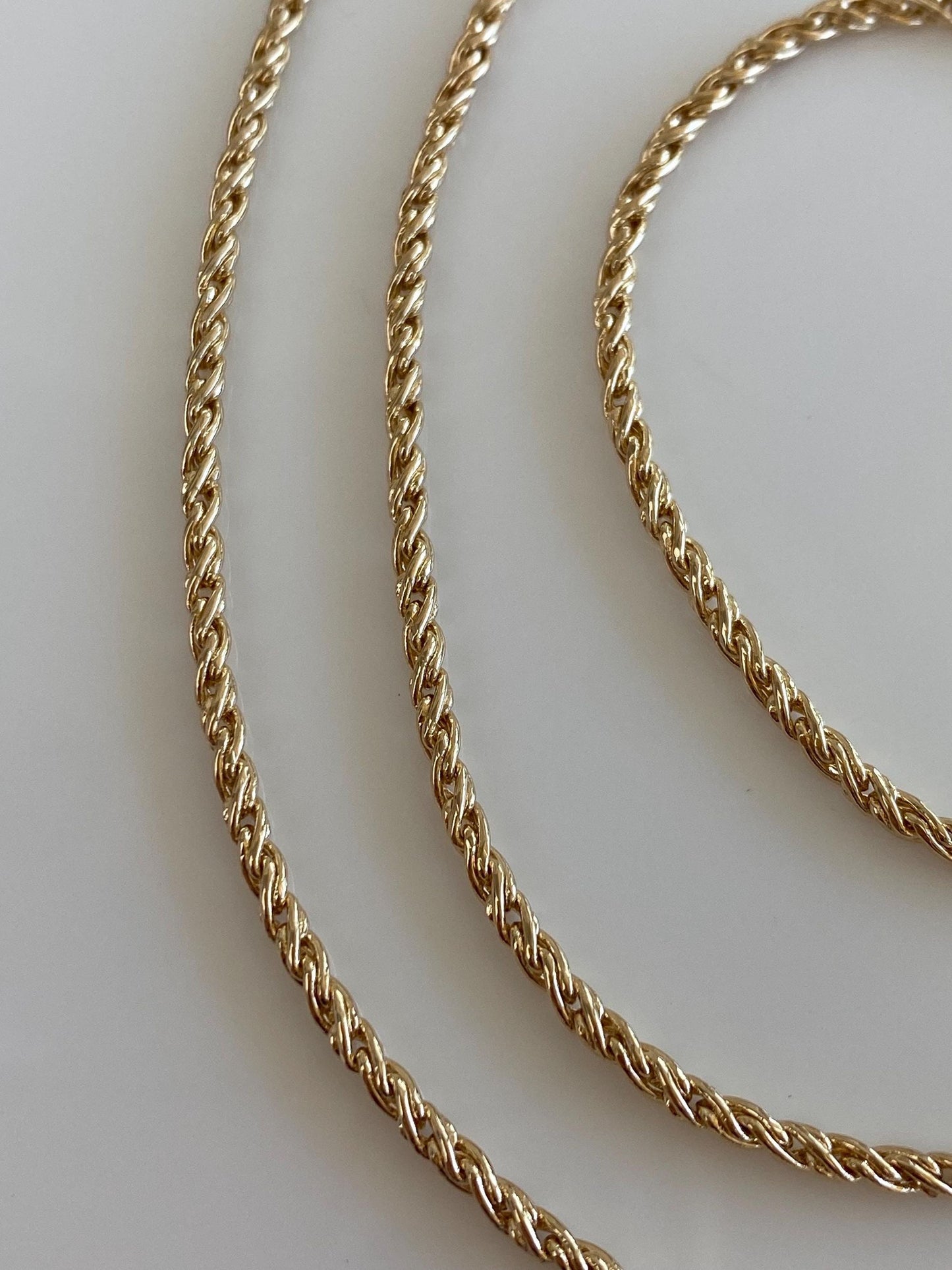 Vintage Solid 14k Yellow Gold Twist Style Chain Necklace - 24 inches