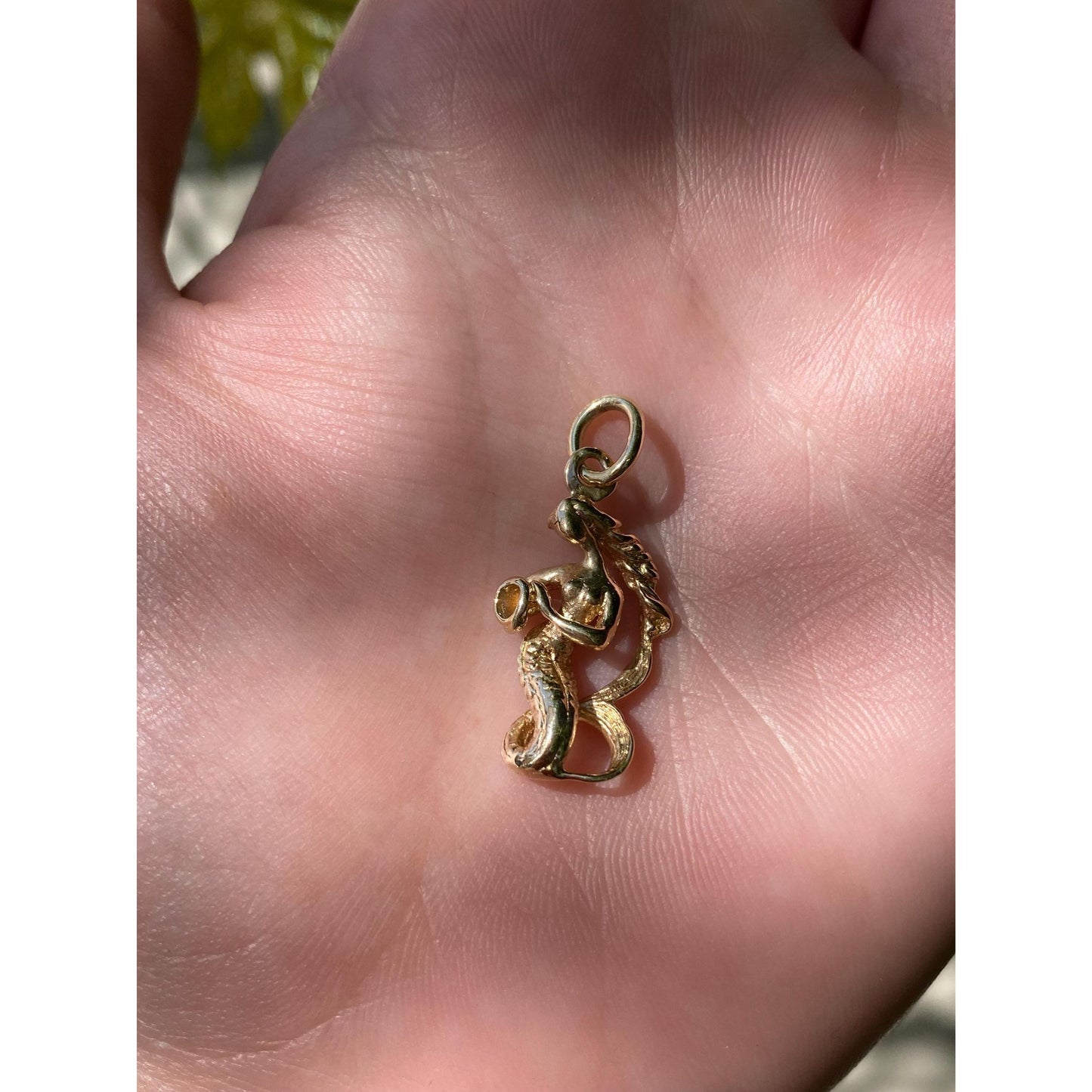 Vintage Solid 14k Yellow Gold Mermaid Lady Charm