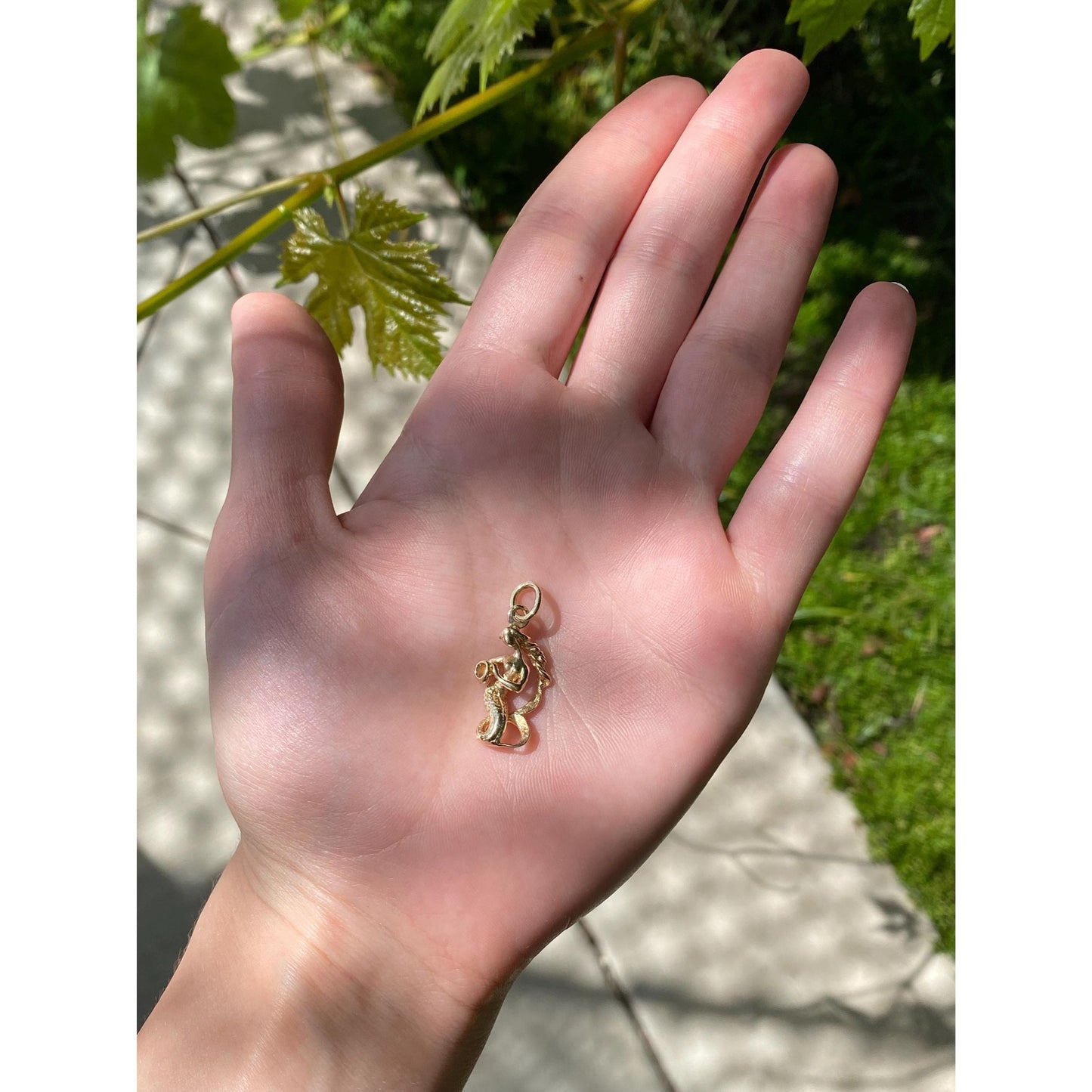Vintage Solid 14k Yellow Gold Mermaid Lady Charm