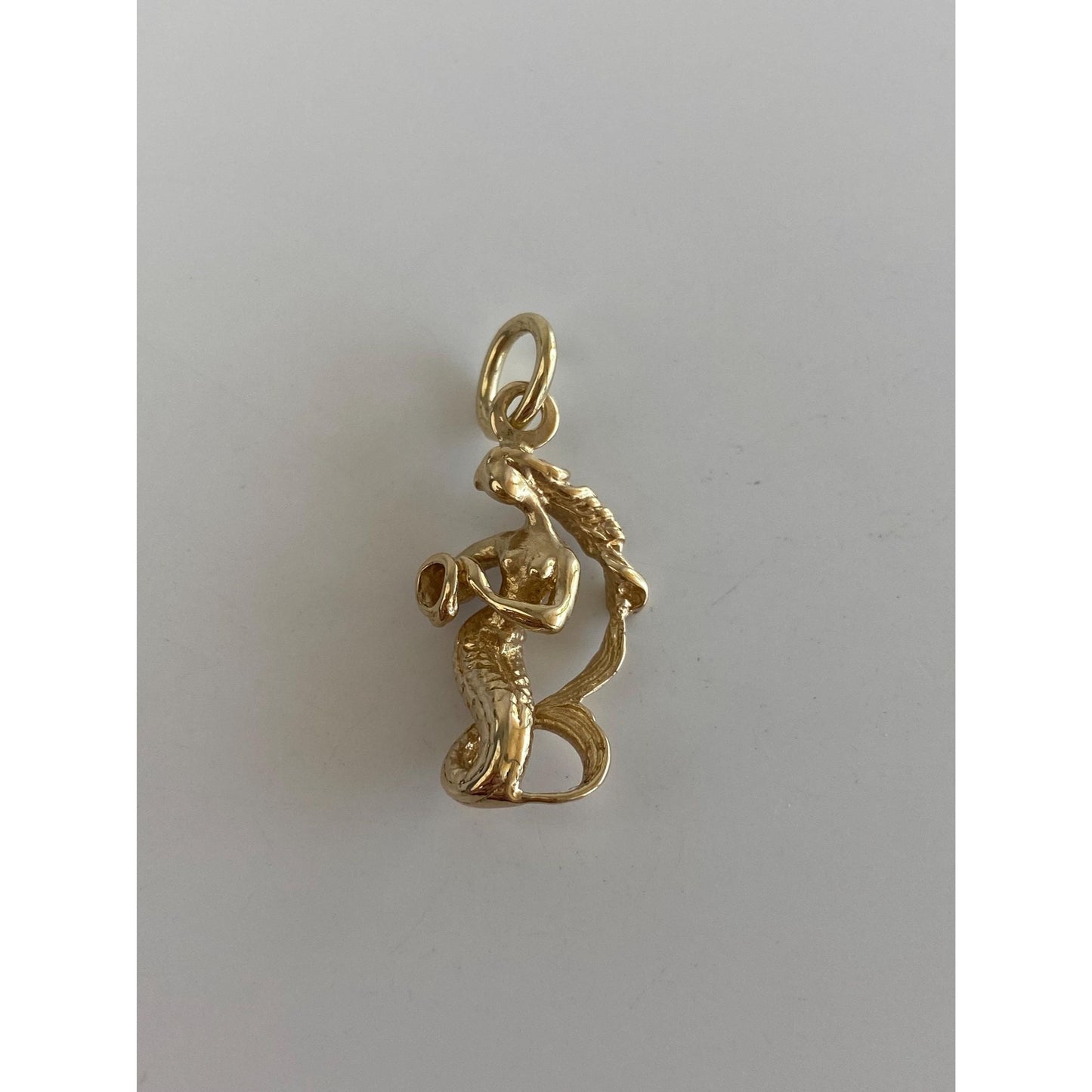 Vintage Solid 14k Yellow Gold Mermaid Lady Charm