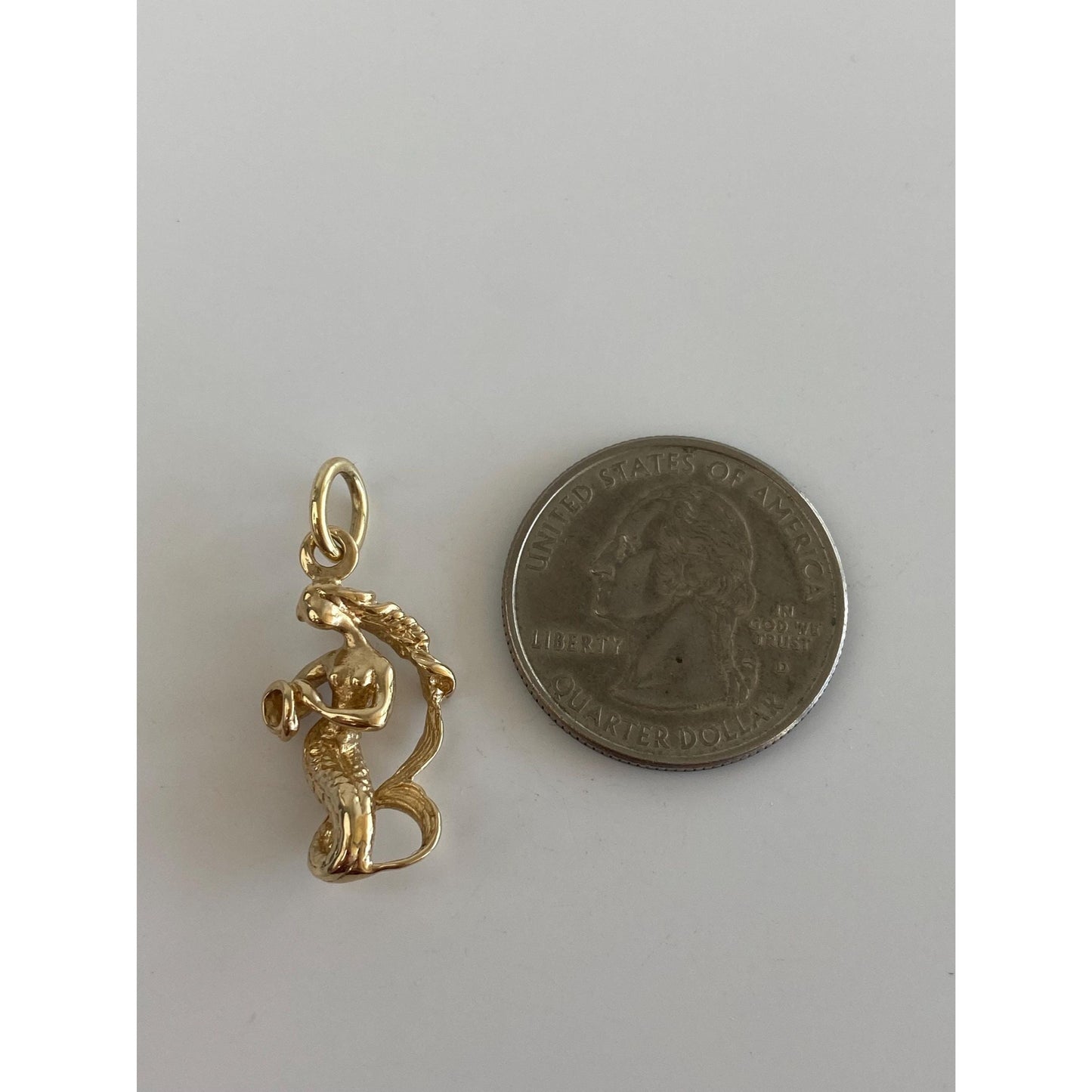 Vintage Solid 14k Yellow Gold Mermaid Lady Charm
