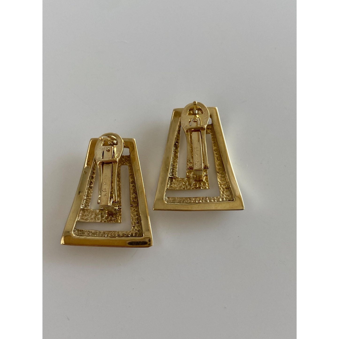 Solid 14k Yellow Gold Greek Key Drop Stud Earrings