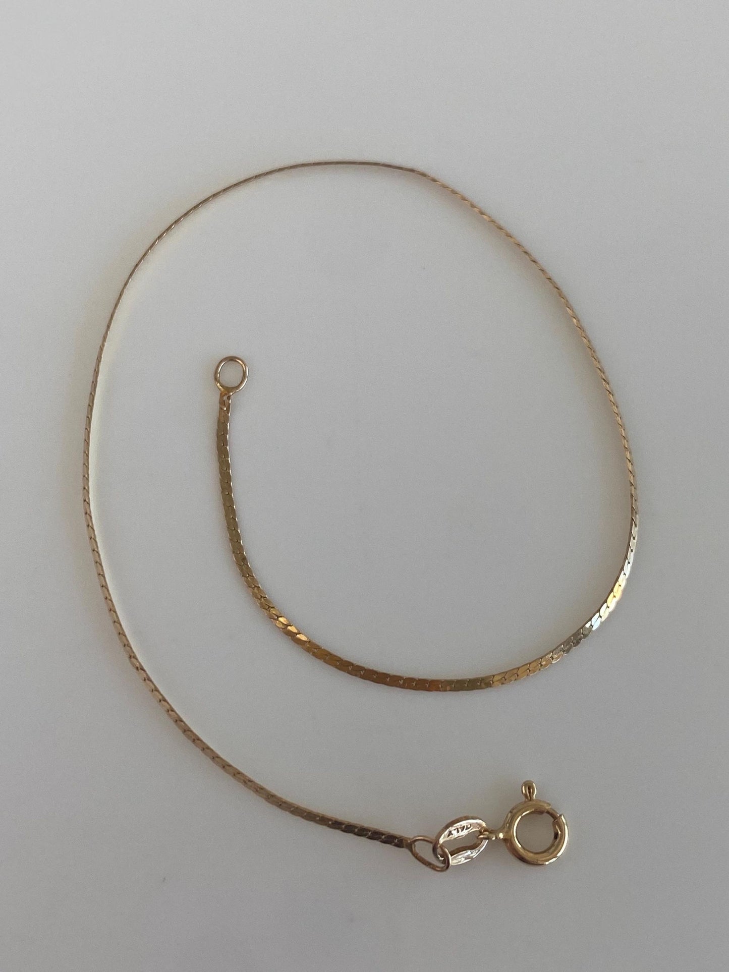 Vintage Solid 14k Yellow Gold Slim Flat Chain Bracelet - 7 inches