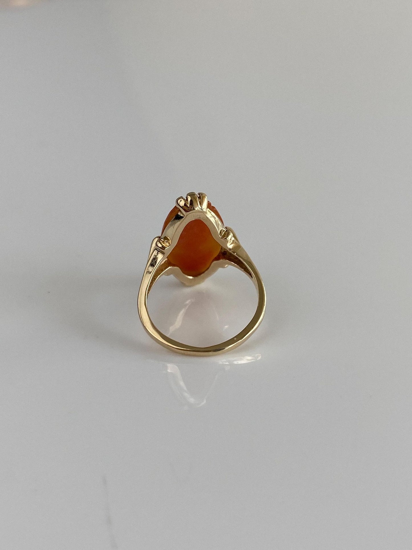 Vintage Solid 10k Yellow Gold Cameo Ring - Size 3