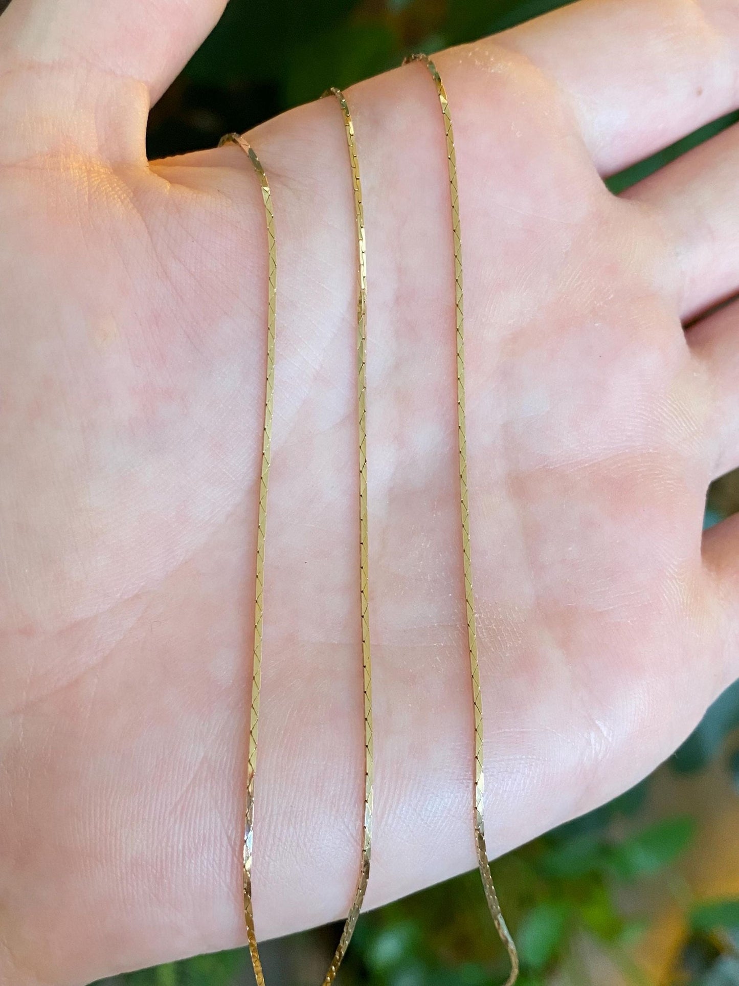 Vintage Solid 14k Yellow Gold Slim Triangle Link Chain Necklace - 23.75 inches