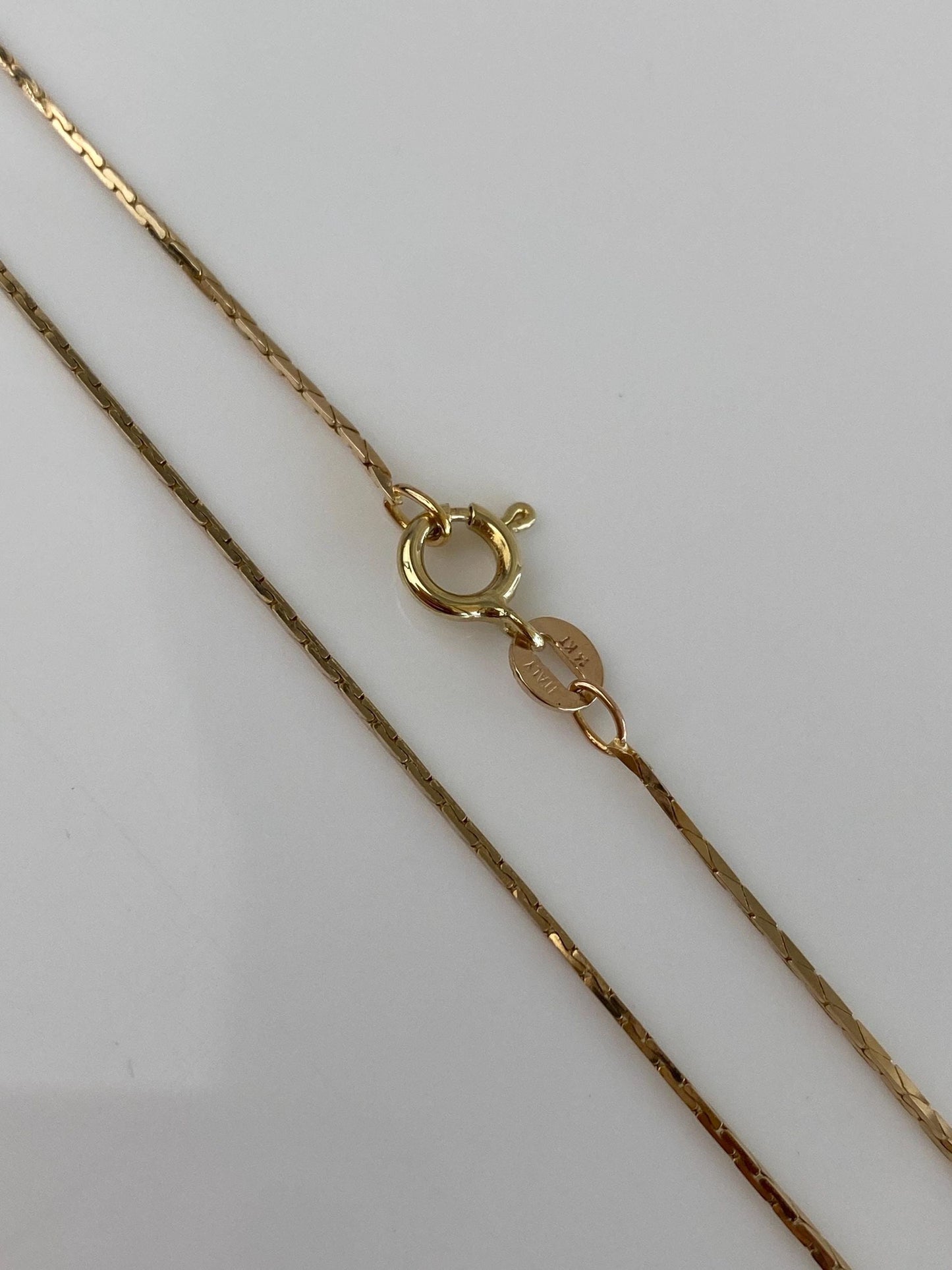 Vintage Solid 14k Yellow Gold Slim Triangle Link Chain Necklace - 23.75 inches