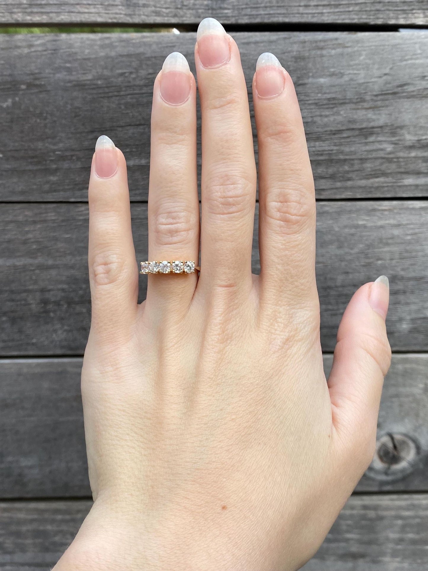 Solid 14k Yellow Gold Cubic Zirconia Row Ring - Size 5.75