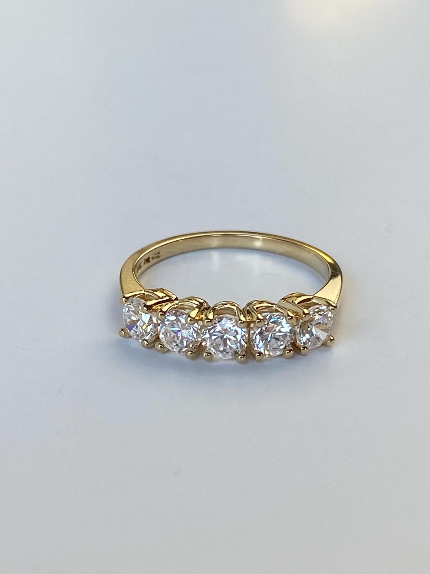 Solid 14k Yellow Gold Cubic Zirconia Row Ring - Size 5.75