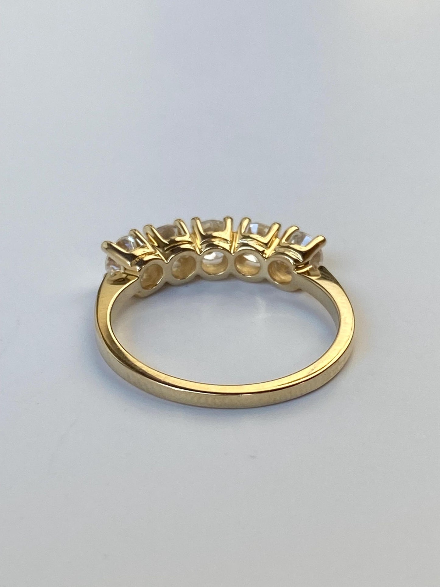Solid 14k Yellow Gold Cubic Zirconia Row Ring - Size 5.75
