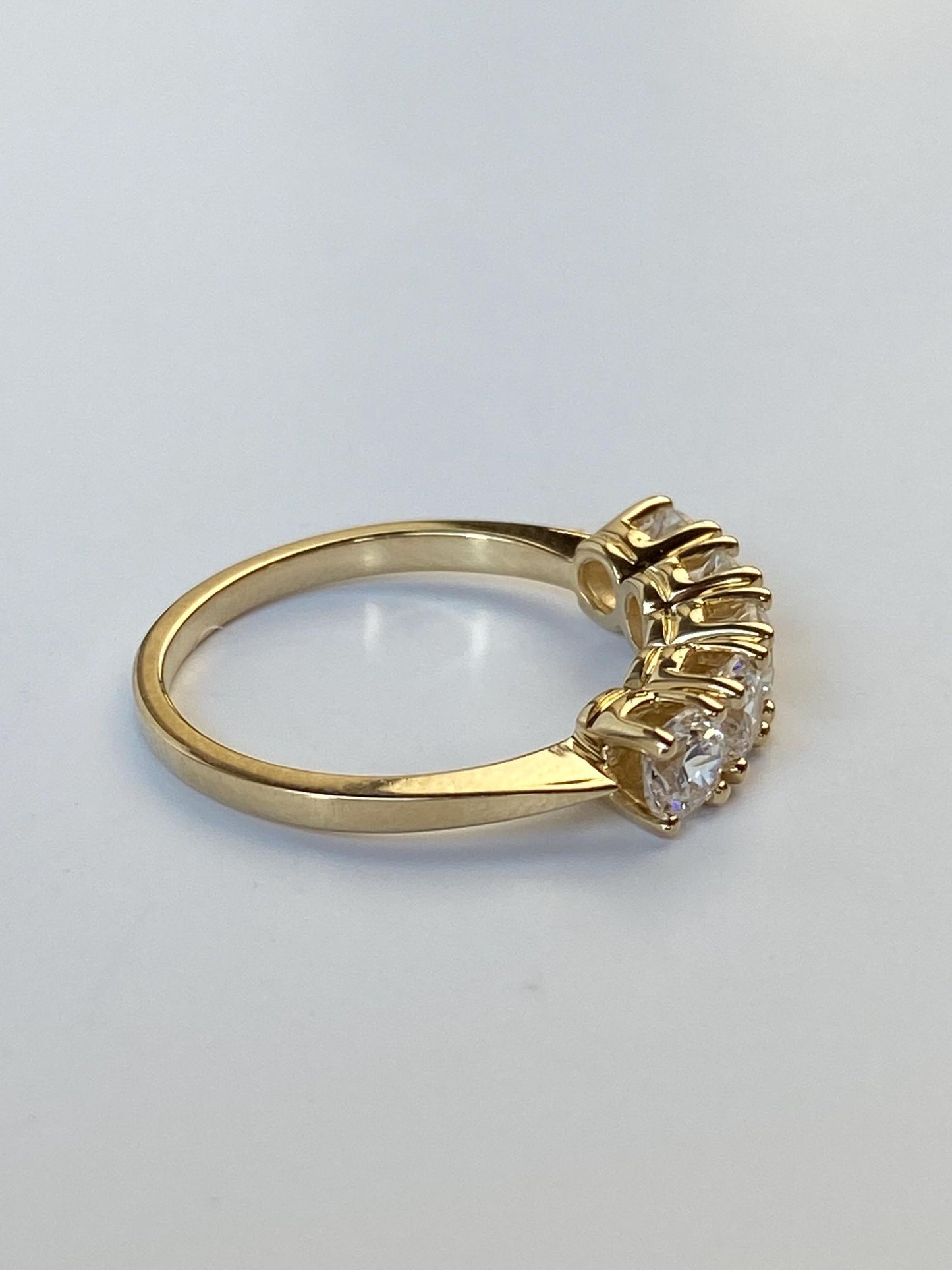 Solid 14k Yellow Gold Cubic Zirconia Row Ring - Size 5.75