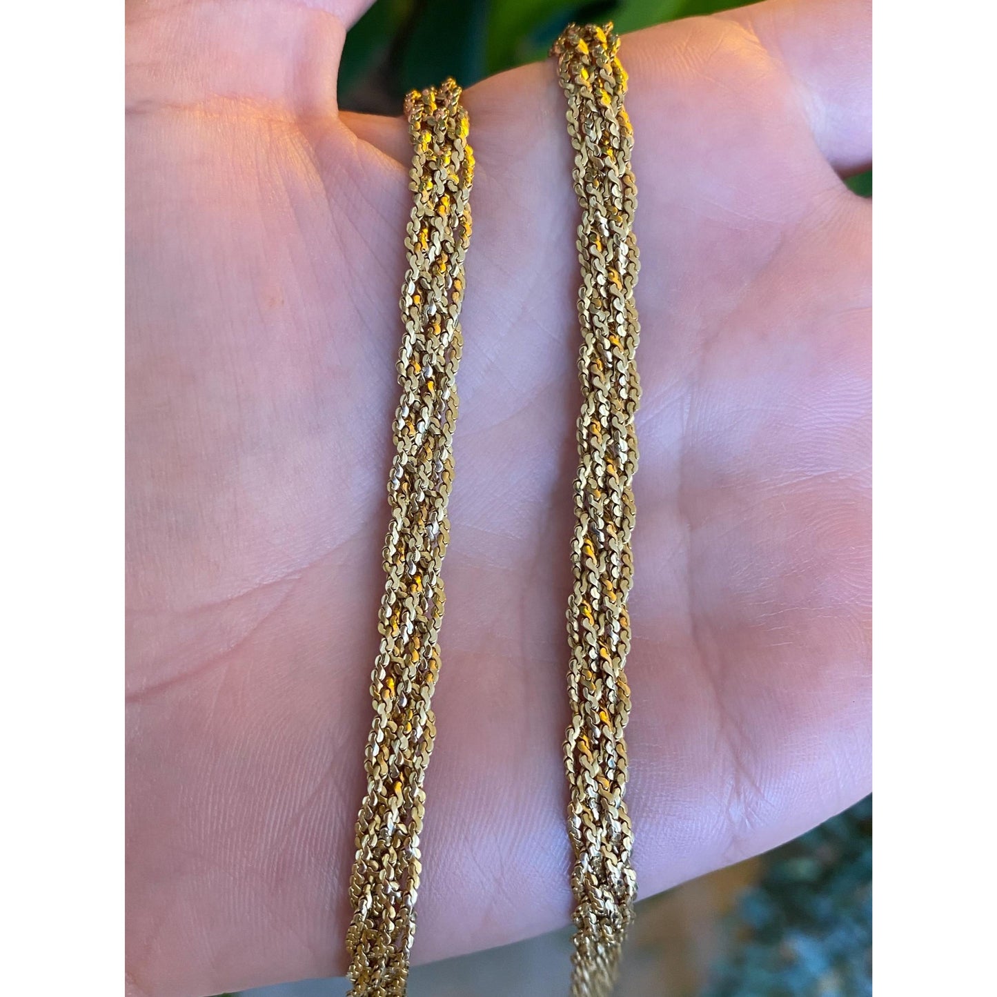 Vintage Solid 14k Yellow Gold Braided Serpentine Chain Necklace - 18.75 inches