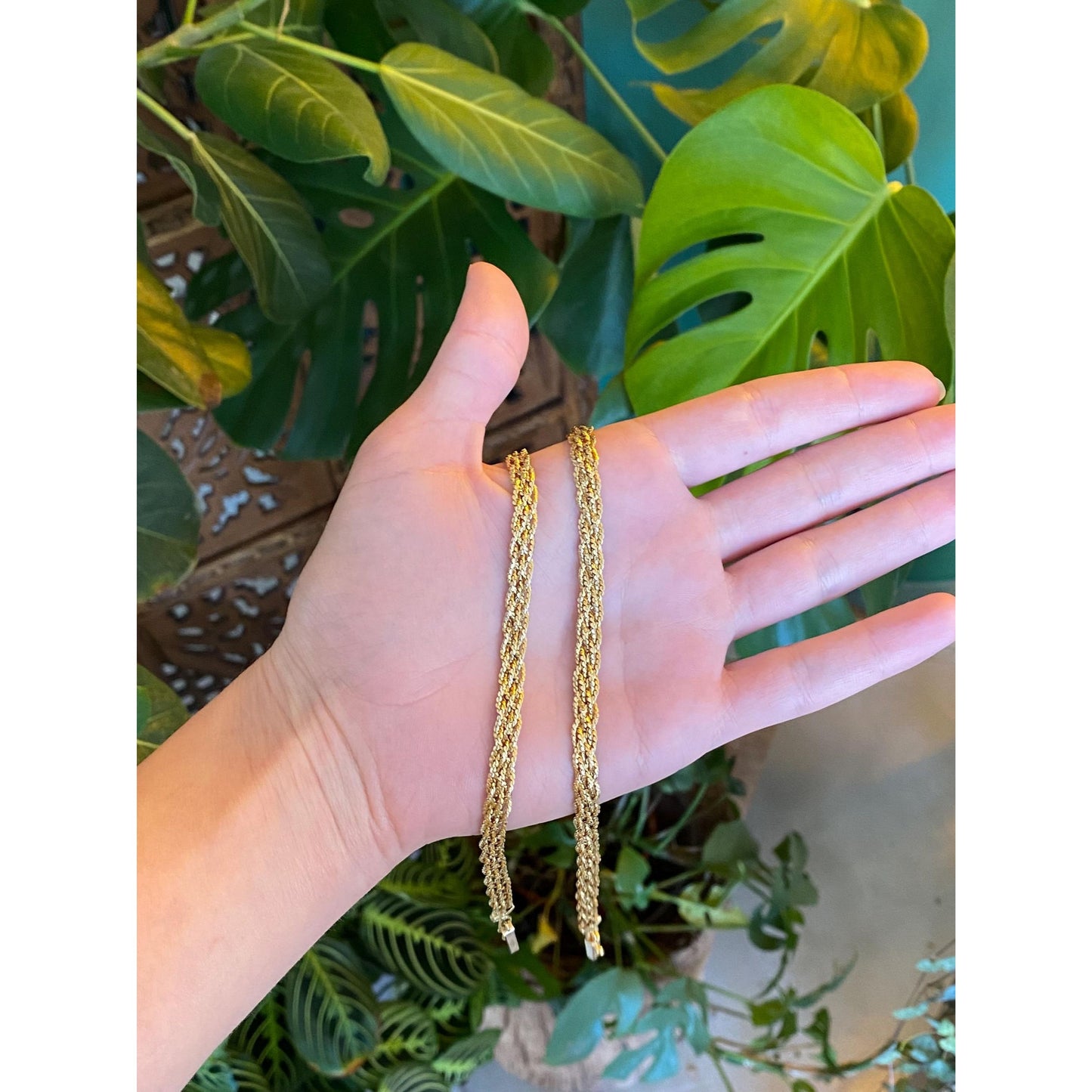 Vintage Solid 14k Yellow Gold Braided Serpentine Chain Necklace - 18.75 inches