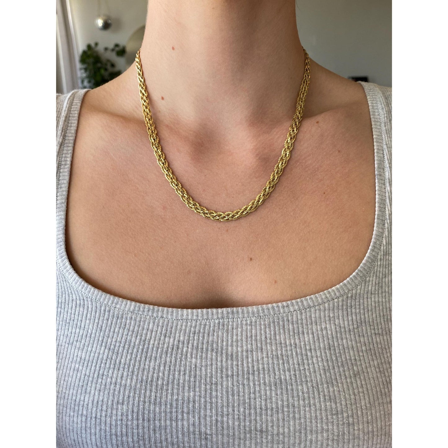 Vintage Solid 14k Yellow Gold Braided Serpentine Chain Necklace - 18.75 inches