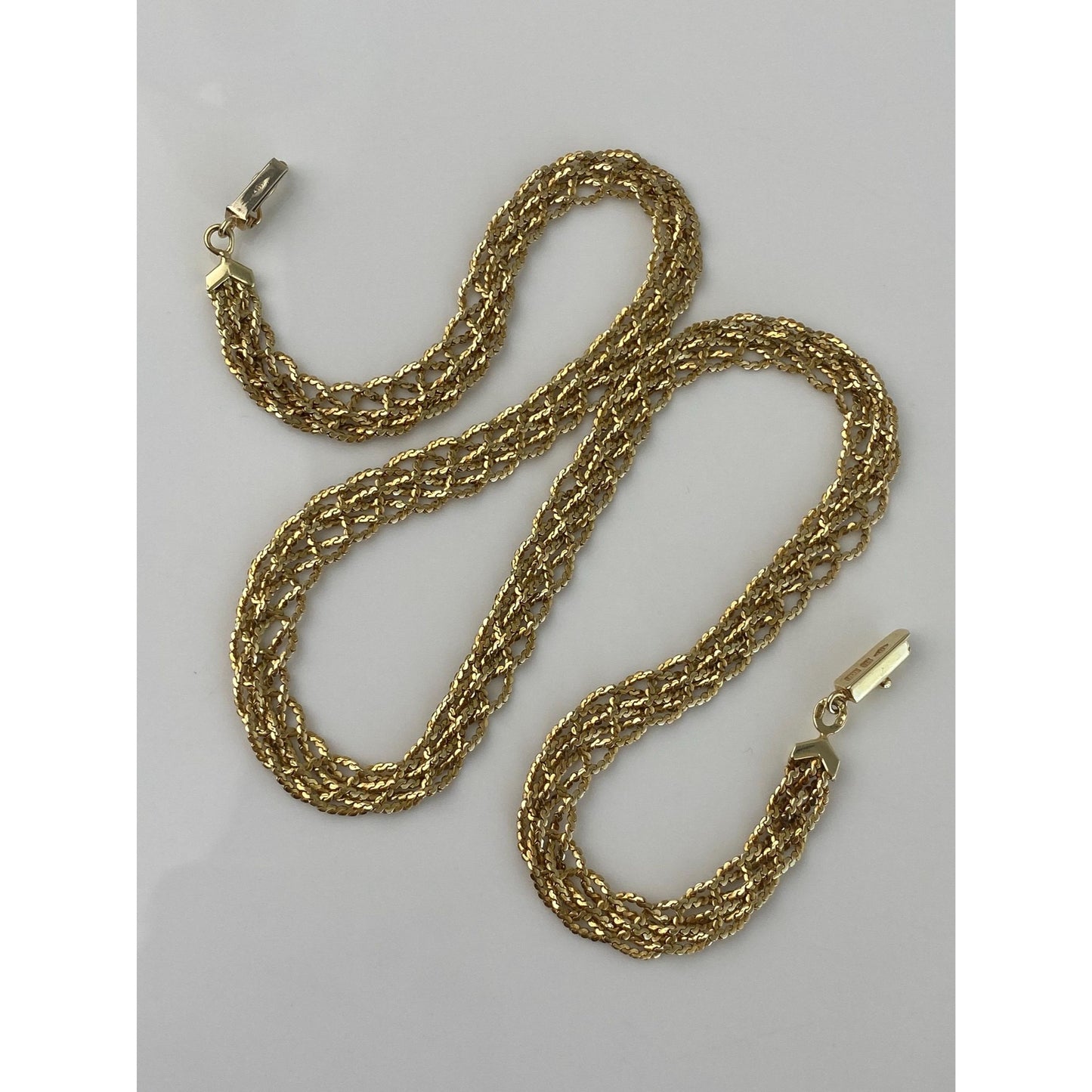 Vintage Solid 14k Yellow Gold Braided Serpentine Chain Necklace - 18.75 inches
