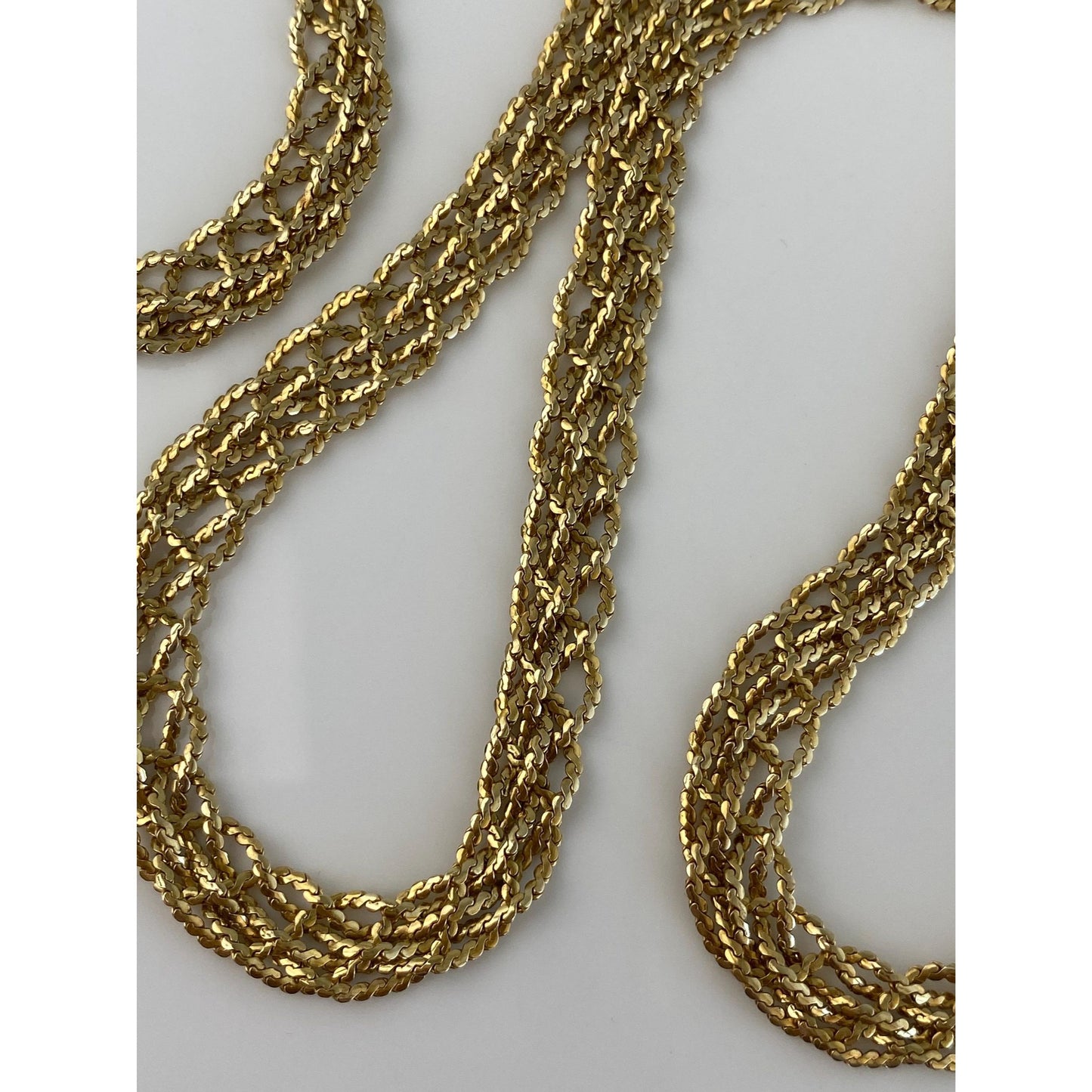 Vintage Solid 14k Yellow Gold Braided Serpentine Chain Necklace - 18.75 inches