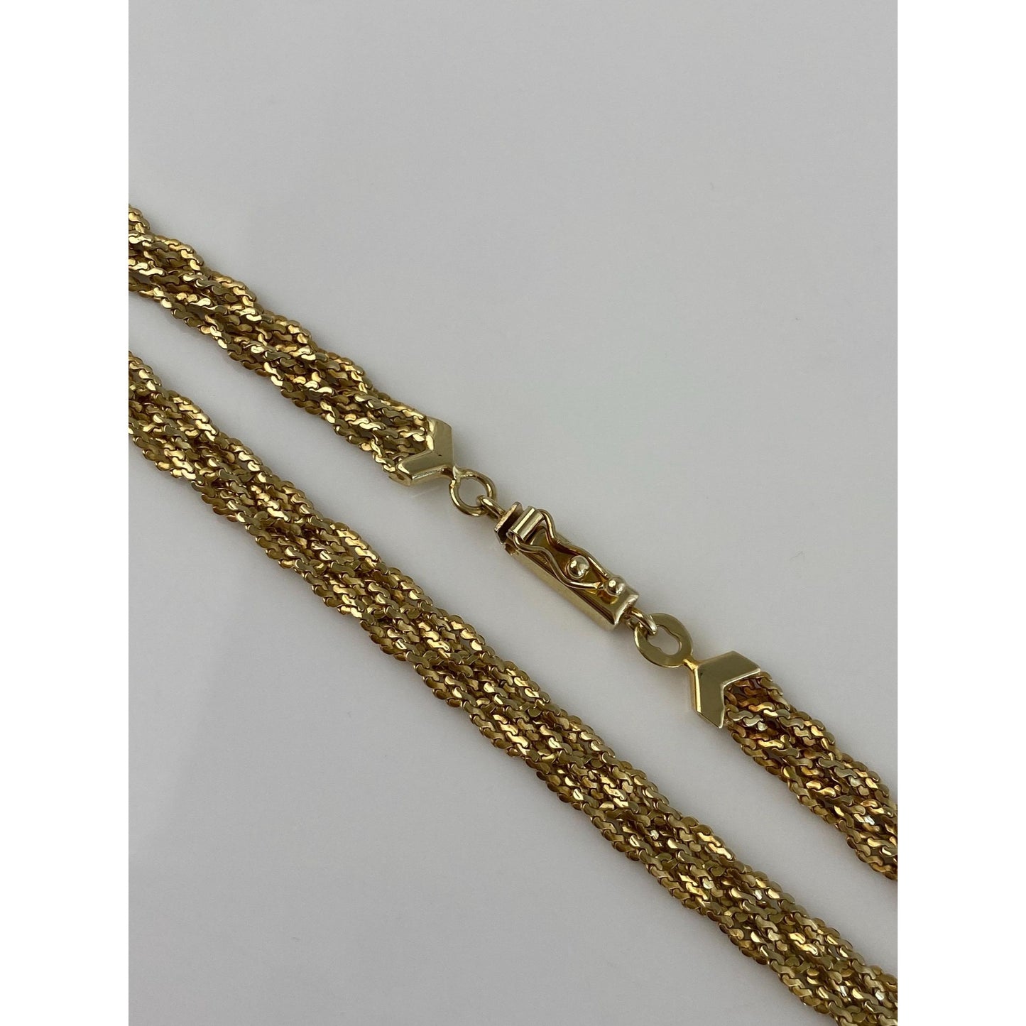 Vintage Solid 14k Yellow Gold Braided Serpentine Chain Necklace - 18.75 inches