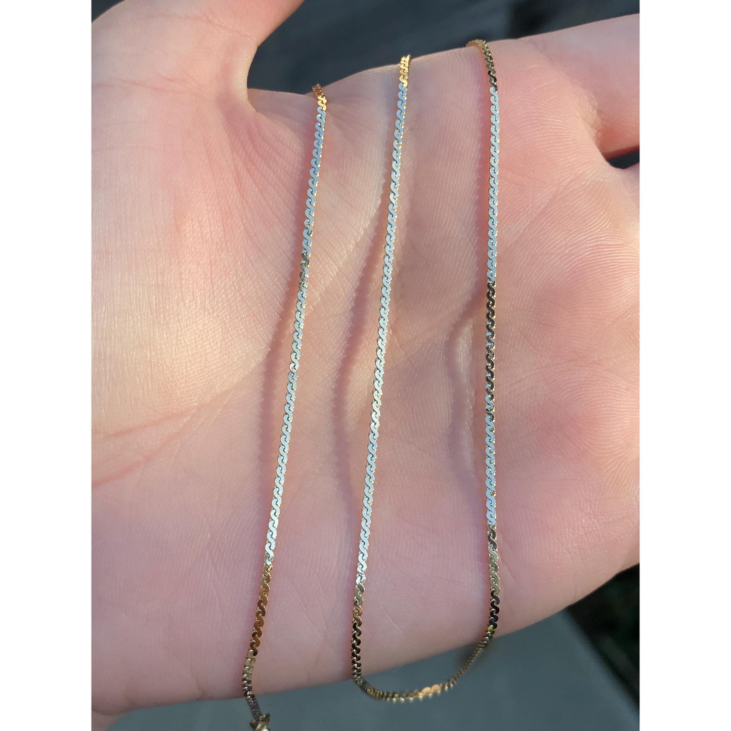 Vintage Solid 14k Yellow Gold Serpentine Chain Necklace - 20 inches