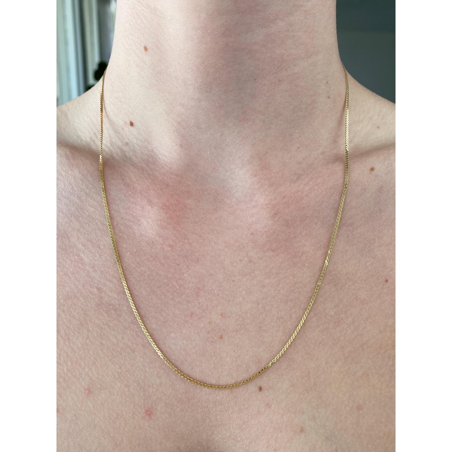 Vintage Solid 14k Yellow Gold Serpentine Chain Necklace - 20 inches