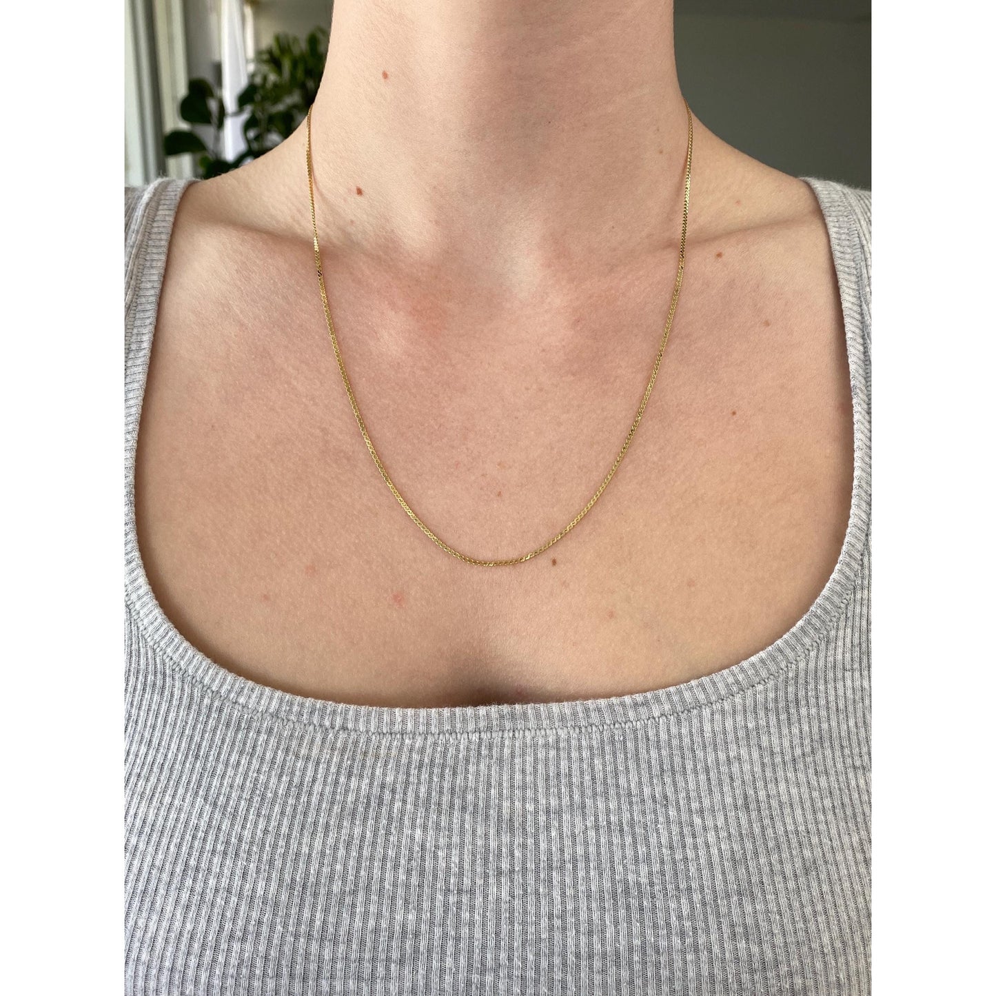Vintage Solid 14k Yellow Gold Serpentine Chain Necklace - 20 inches
