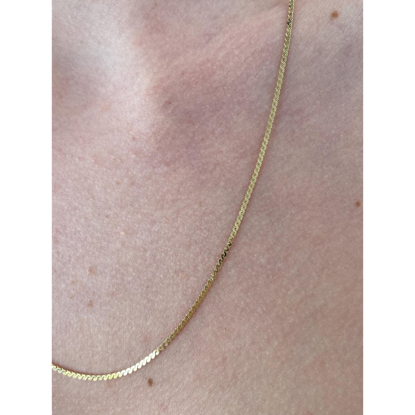 Vintage Solid 14k Yellow Gold Serpentine Chain Necklace - 20 inches