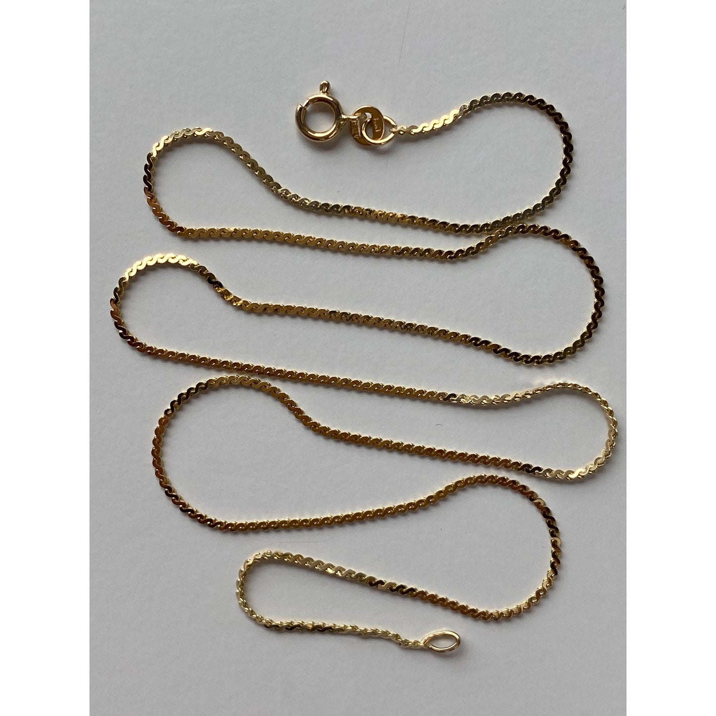 Vintage Solid 14k Yellow Gold Serpentine Chain Necklace - 20 inches