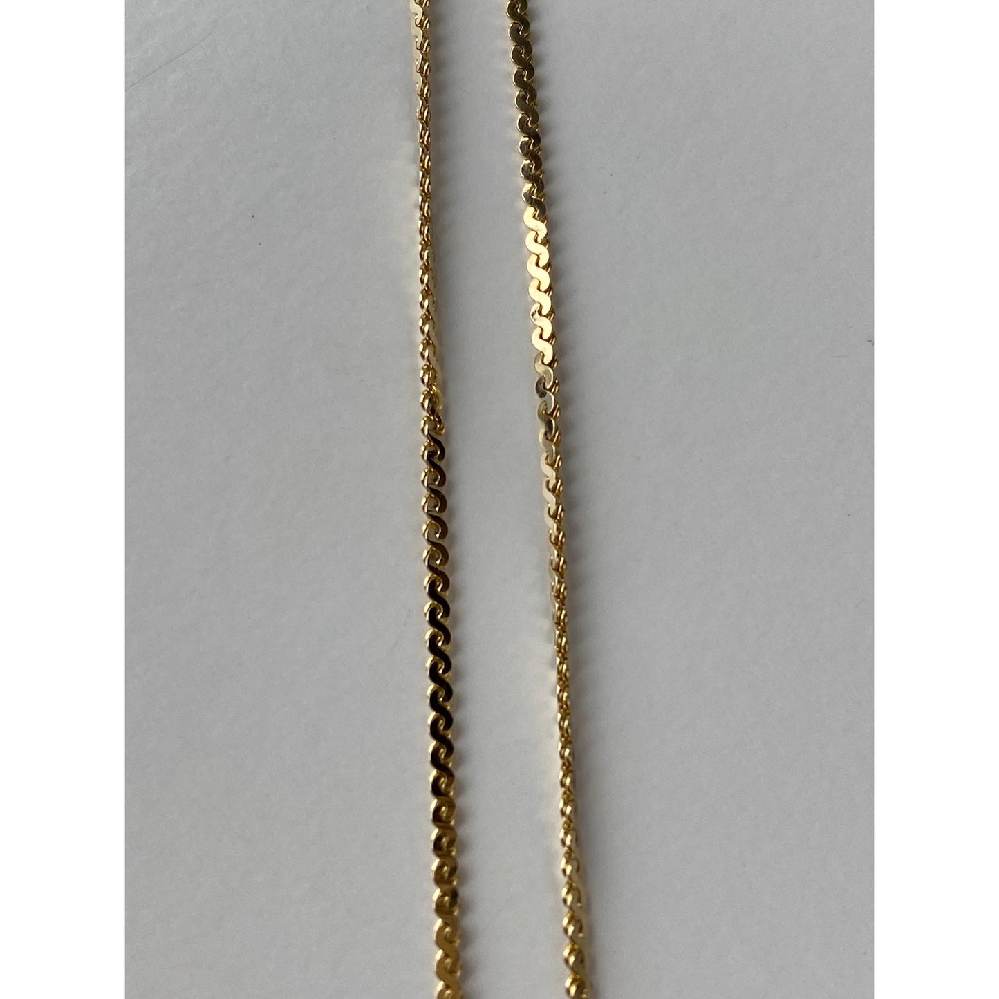 Vintage Solid 14k Yellow Gold Serpentine Chain Necklace - 20 inches