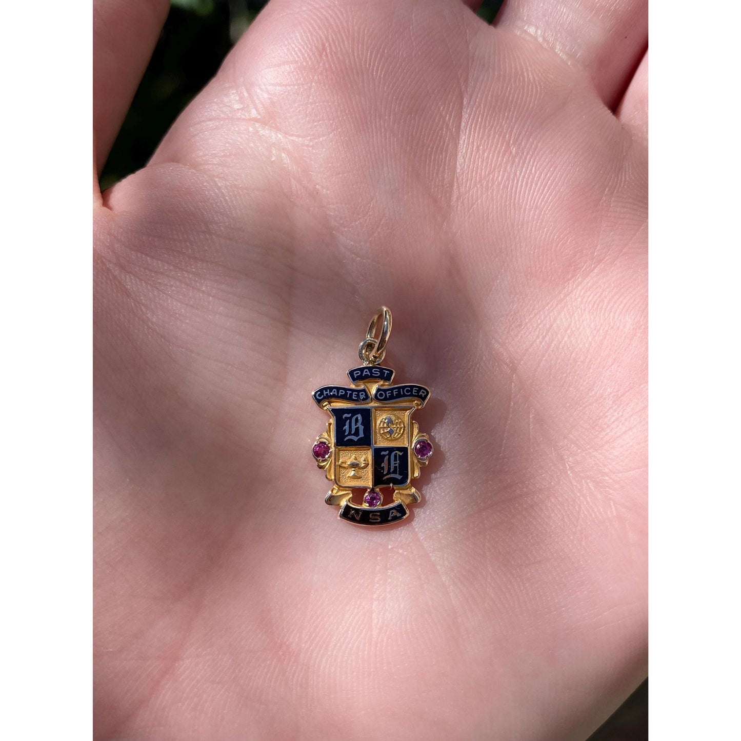 Vintage Solid 10k Yellow Gold Enamel NSA Charm