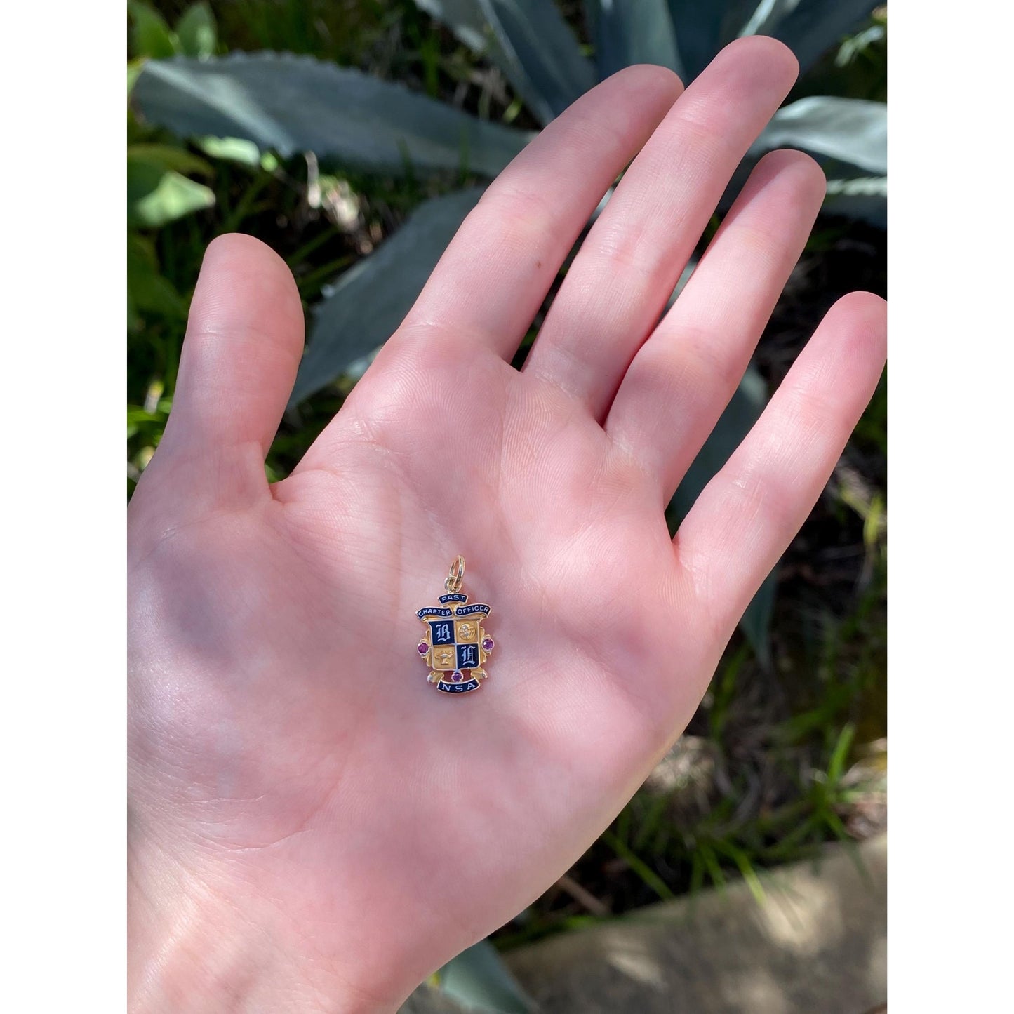 Vintage Solid 10k Yellow Gold Enamel NSA Charm