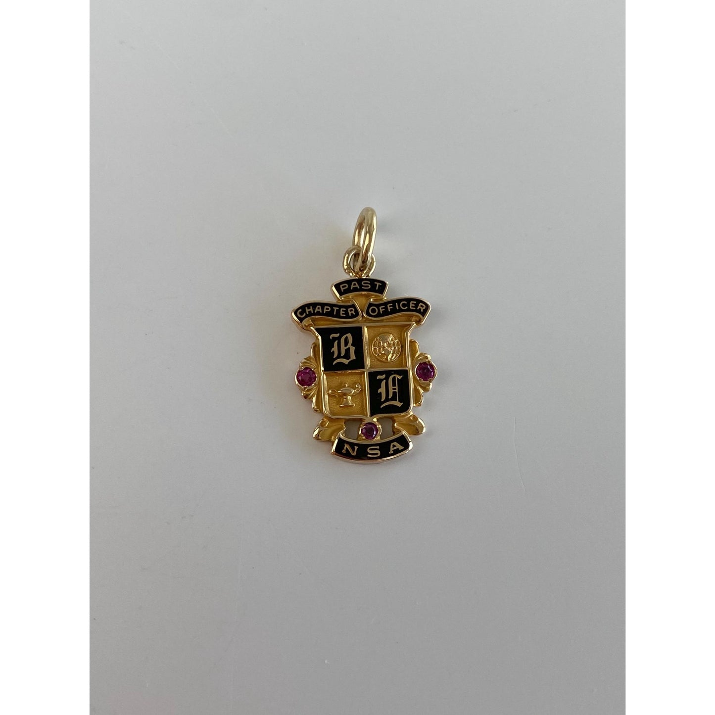 Vintage Solid 10k Yellow Gold Enamel NSA Charm
