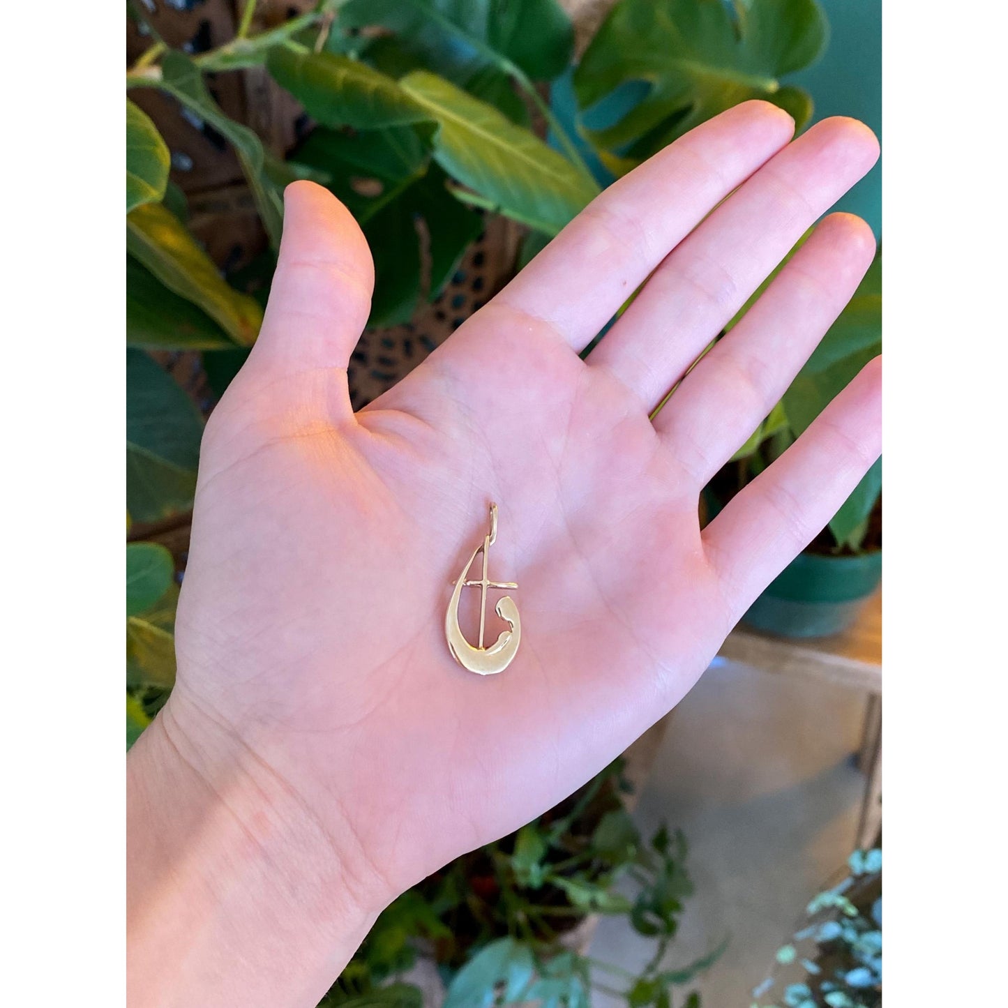 Vintage Solid 10k Yellow Gold Cross Wave Charm