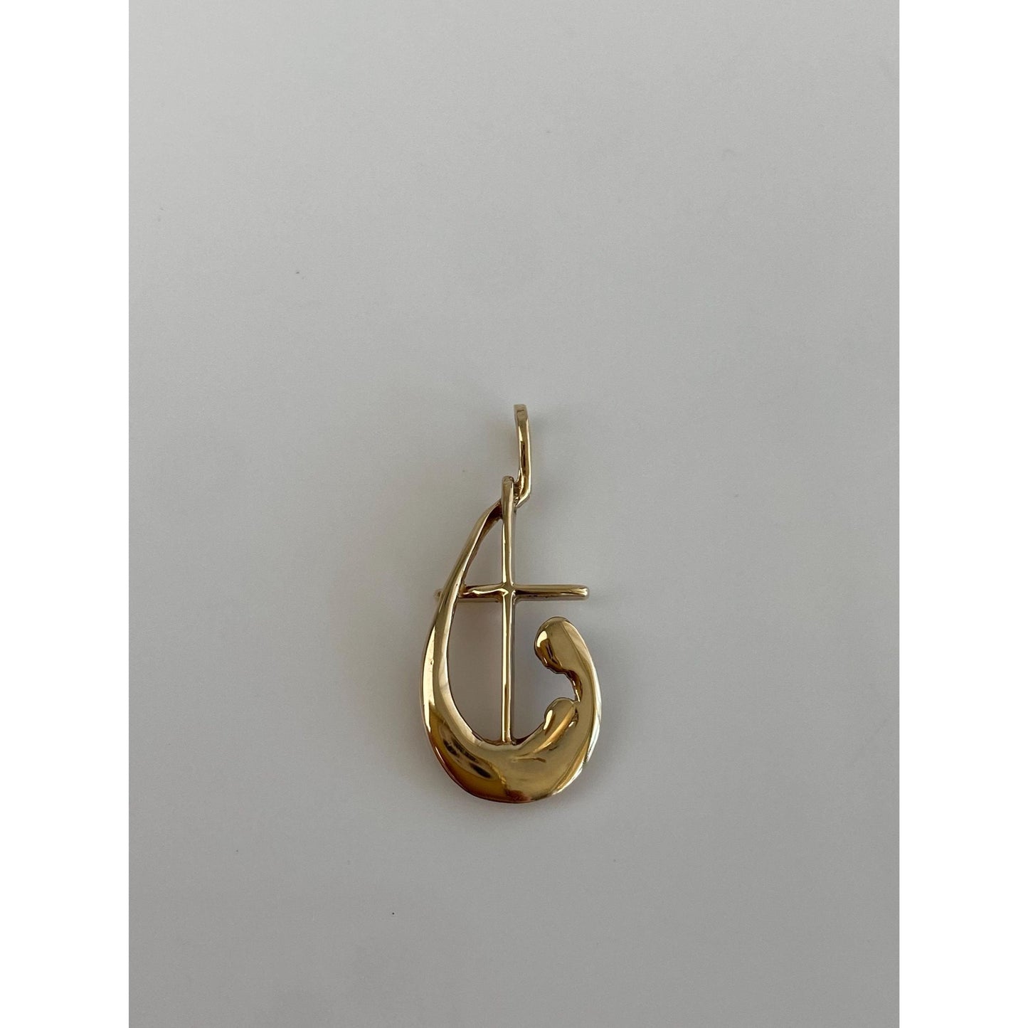 Vintage Solid 10k Yellow Gold Cross Wave Charm