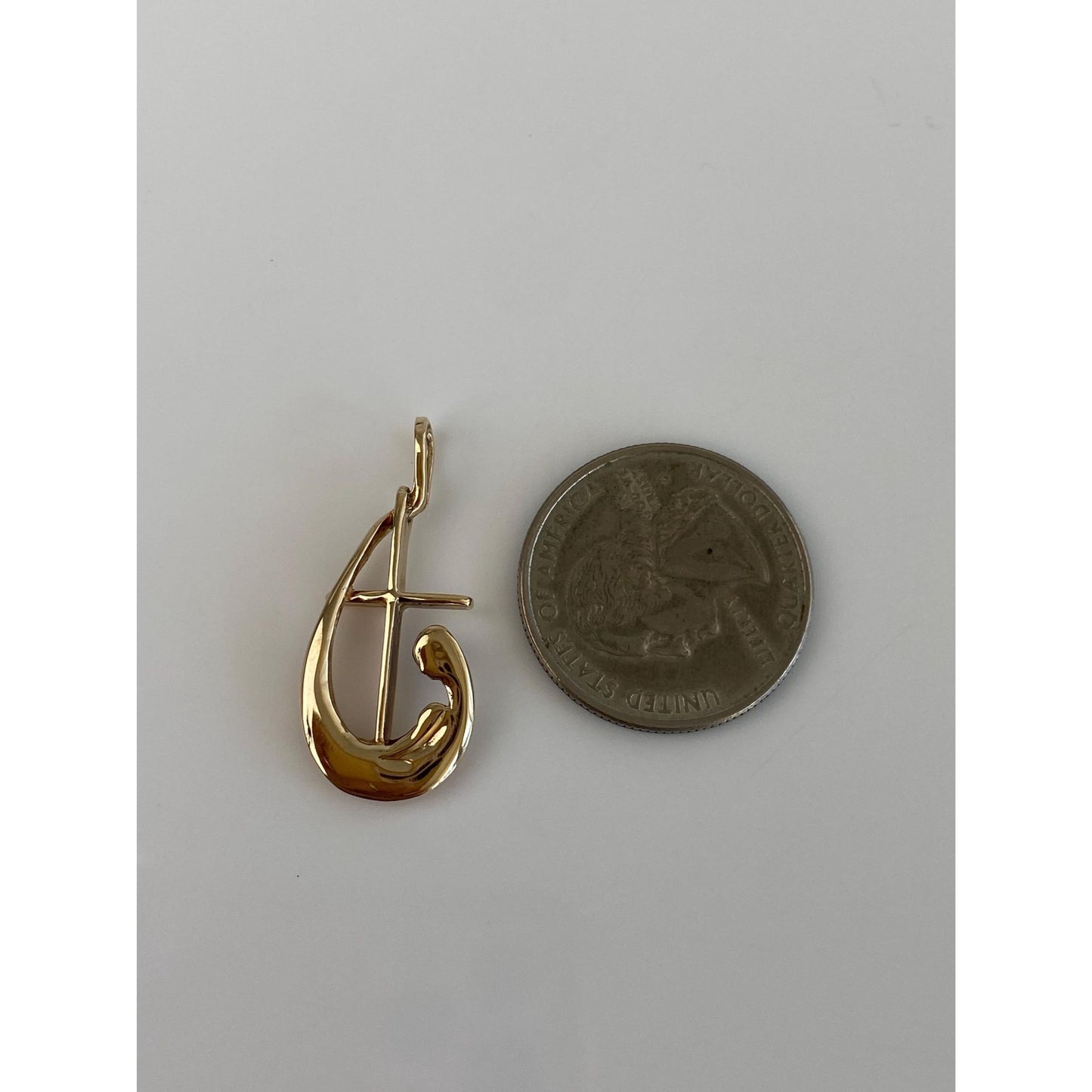 Vintage Solid 10k Yellow Gold Cross Wave Charm