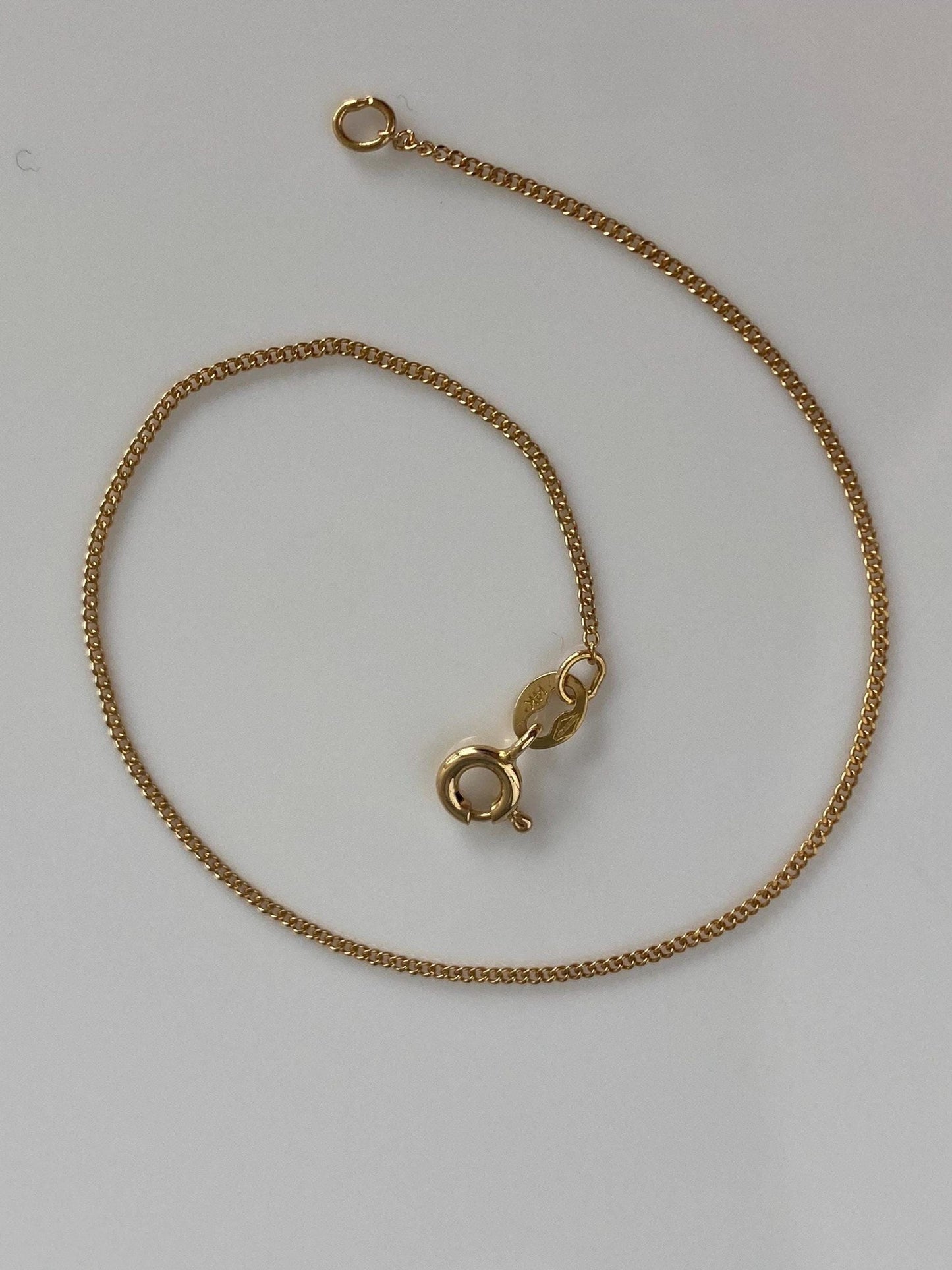 Vintage Solid 14k Yellow Gold Tight Curb Chain Bracelet - 7 inches