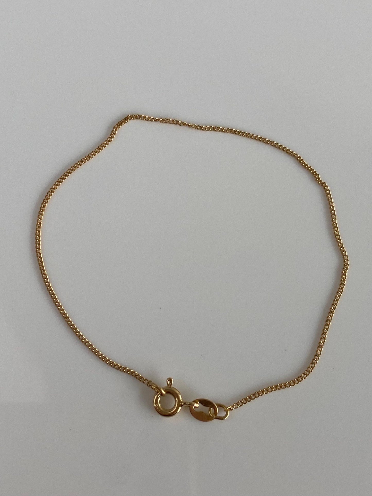 Vintage Solid 14k Yellow Gold Tight Curb Chain Bracelet - 7 inches
