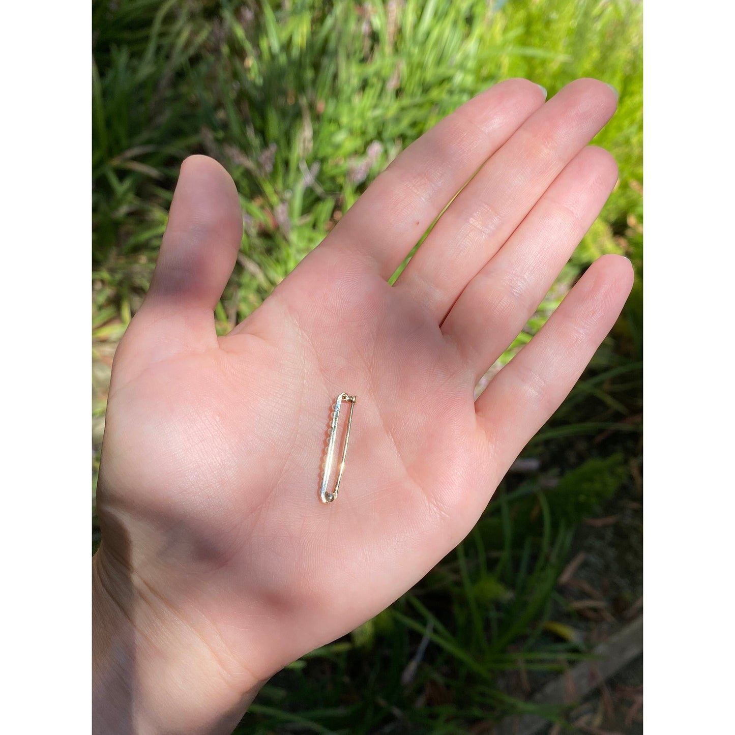 Vintage Solid 14k Yellow Gold Seed Pearl Safety Pin