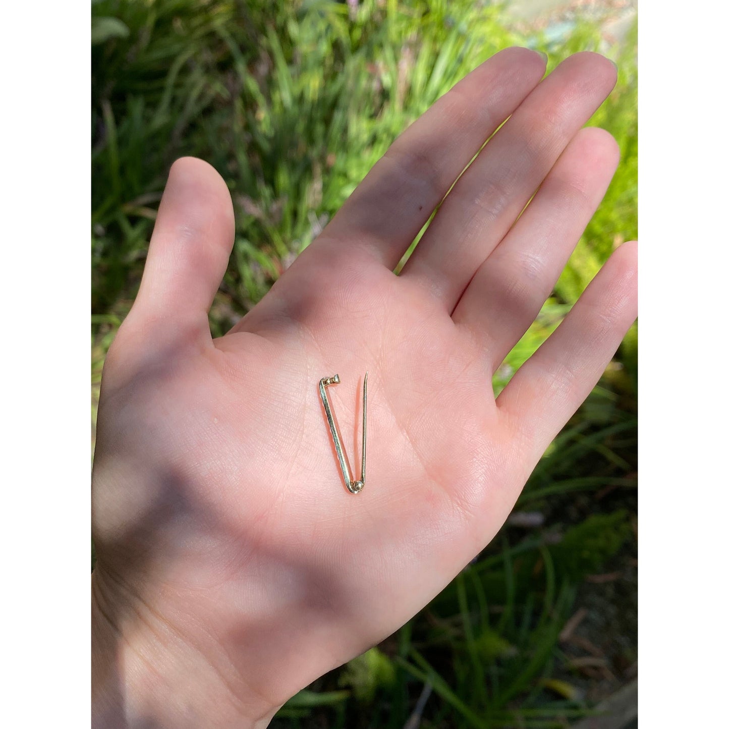 Vintage Solid 14k Yellow Gold Seed Pearl Safety Pin