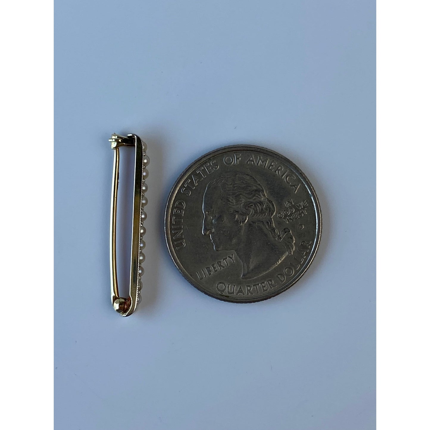 Vintage Solid 14k Yellow Gold Seed Pearl Safety Pin