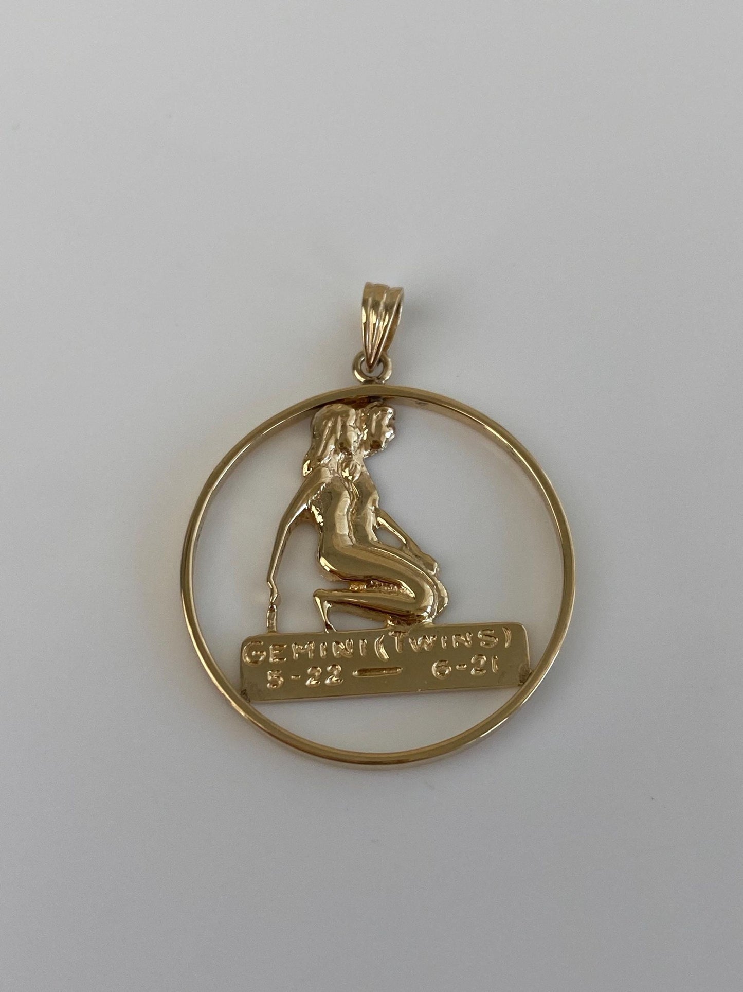 Vintage Solid 14k Yellow Gold Gemini Zodiac Twins Charm
