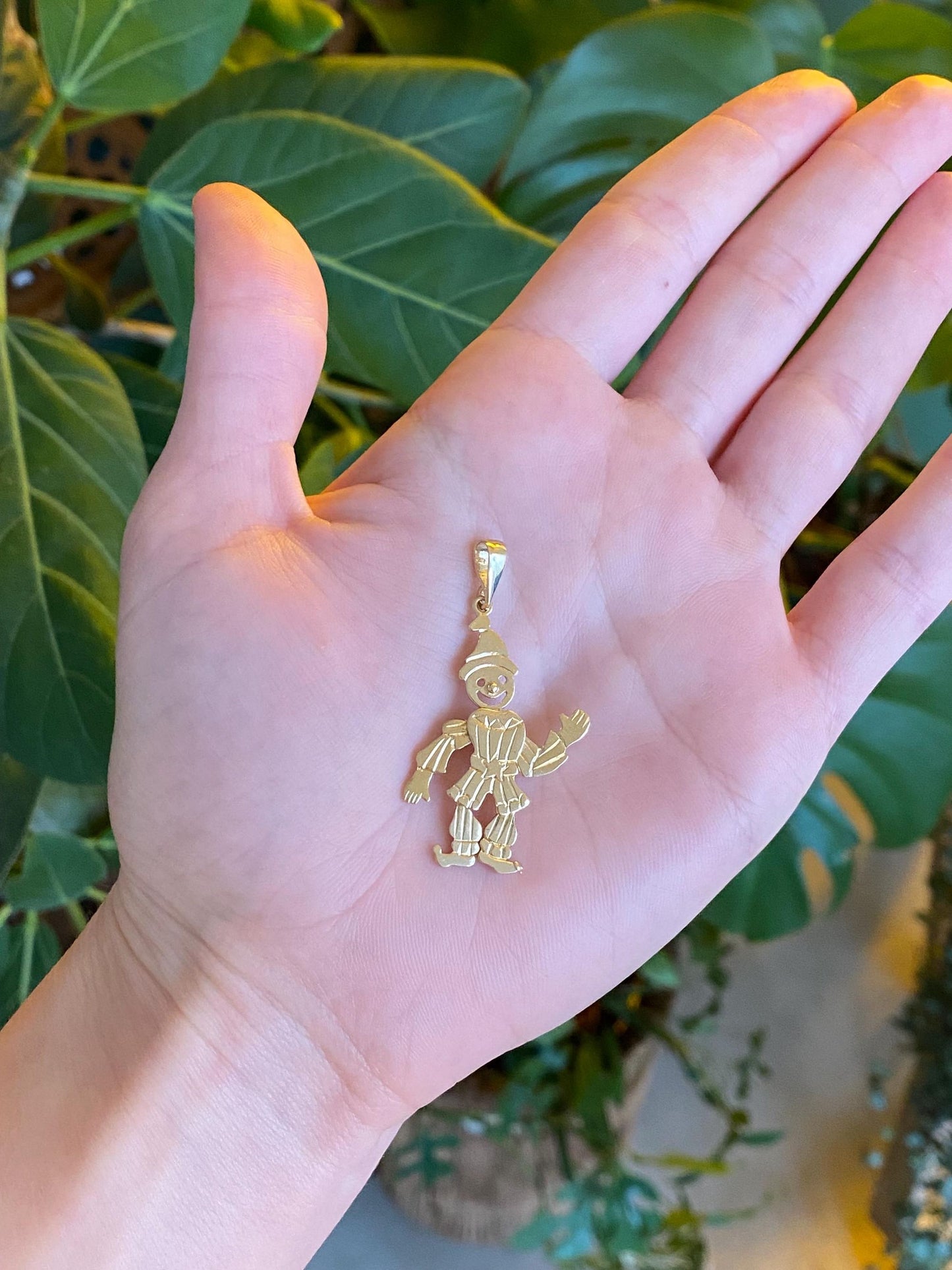 Vintage Solid 14k Yellow Gold Articulated Clown Charm